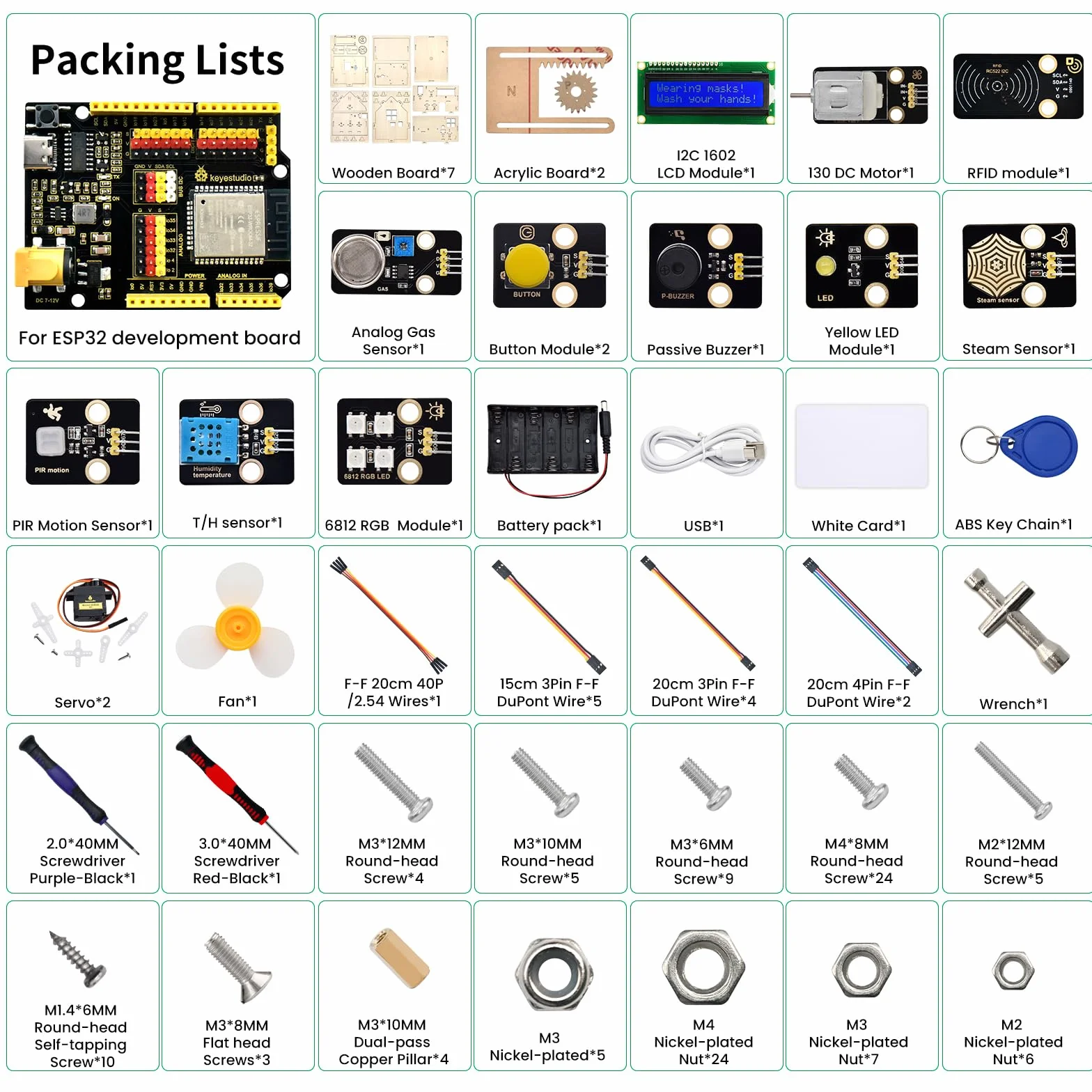 KEYESTUDIO Zestaw startowy inteligentnego domu do Arduino ESP32 i Python, elektroniczny zestaw do kodowania automatyki domowej, zestaw elektrotechniczny, drewniany dom dla nastolatków 14+