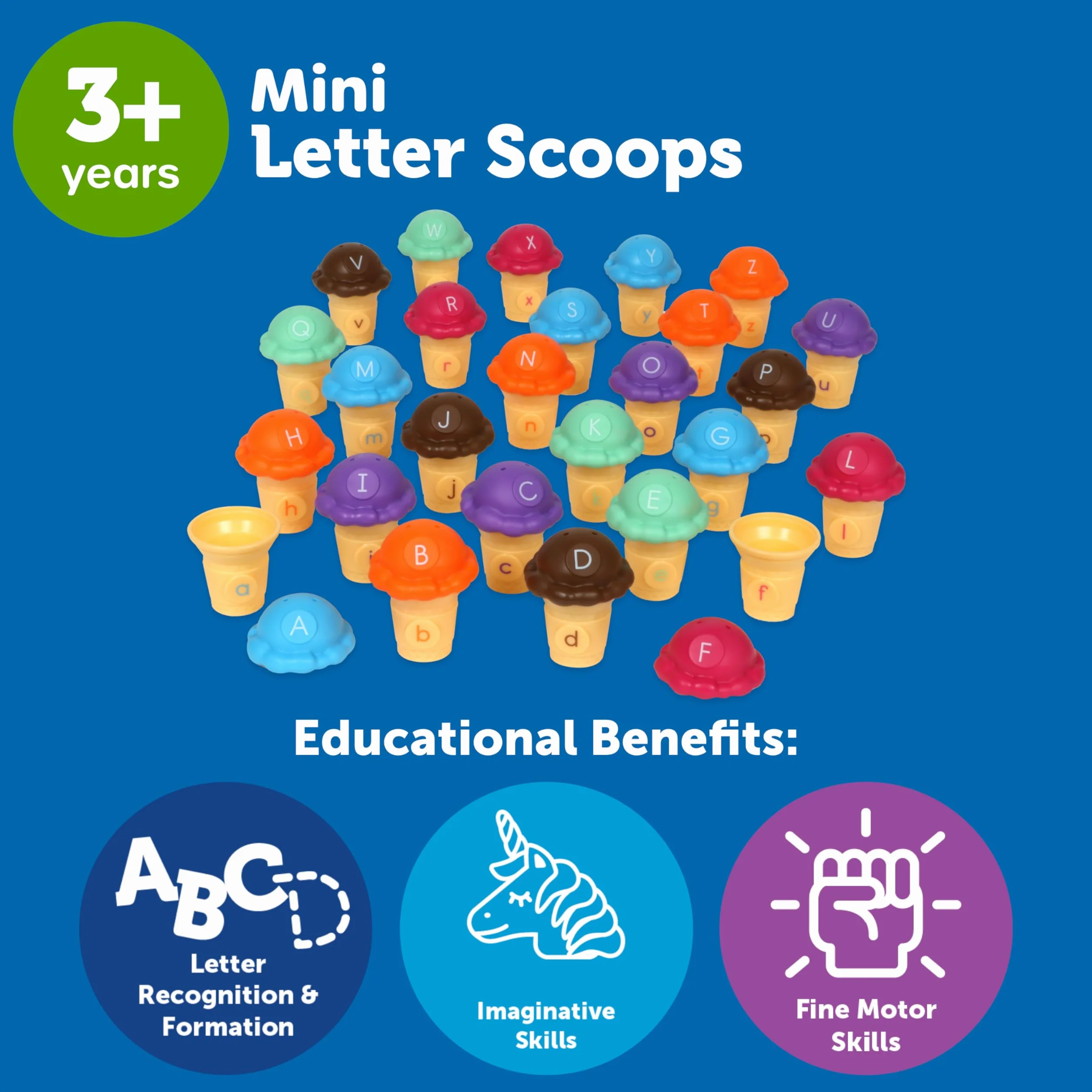 Learning Resources – Minilody do nauki alfabetu, Zabawki do nauki alfabetu dla 3-latków, Nauka liter, Gry ortograficzne, Rozpoznawanie kolorów