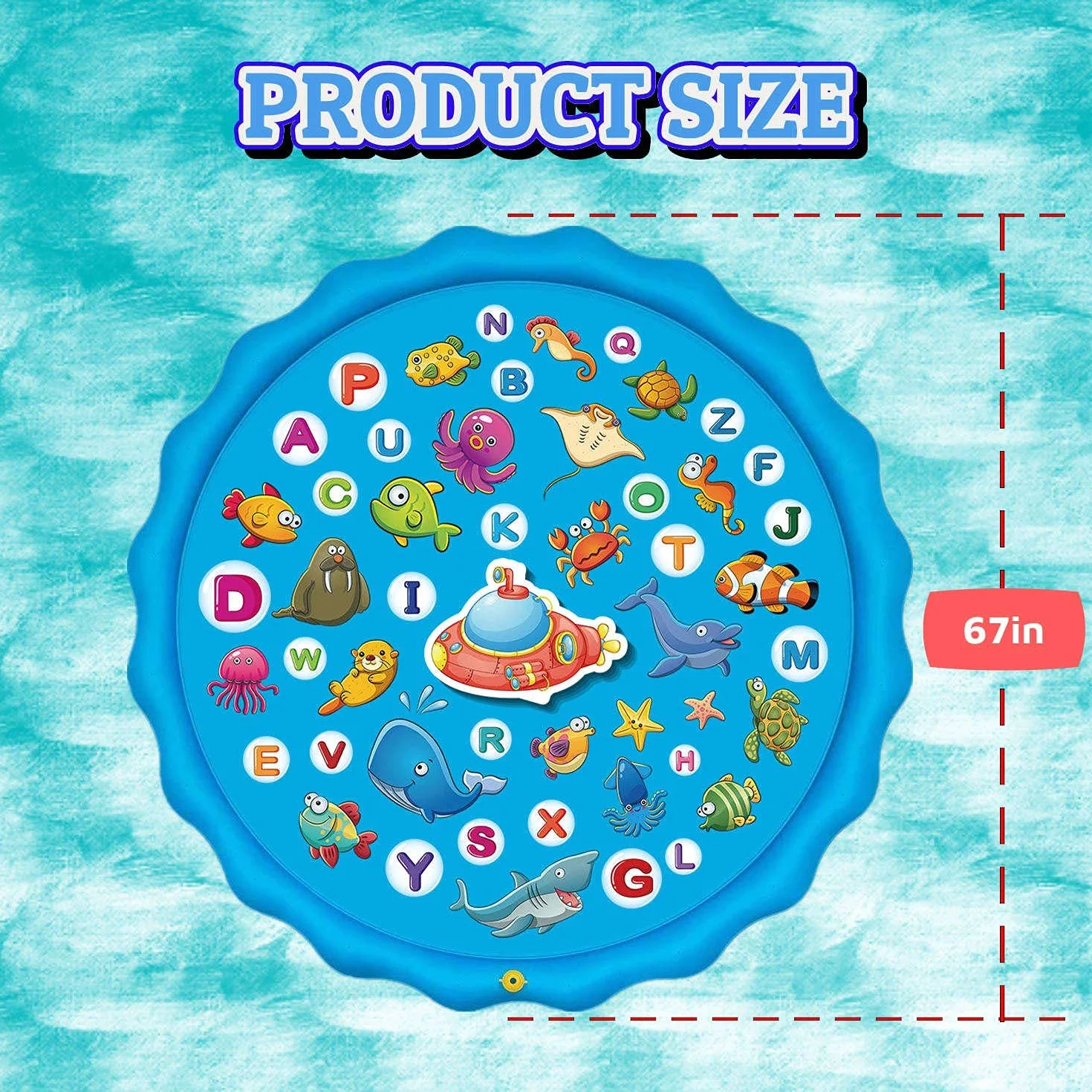 Paochocky Summer Sprinkler Water Play Mat 170 cm Duża Okrągła Nadmuchiwana Mata do Zabawy na Swieżym Powietrzu Letnia Zabawka Wodna do Zajęć Rodzinnych/Plaży/Ogrodu dla Chłopców, Dziewcząt, Zwierząt