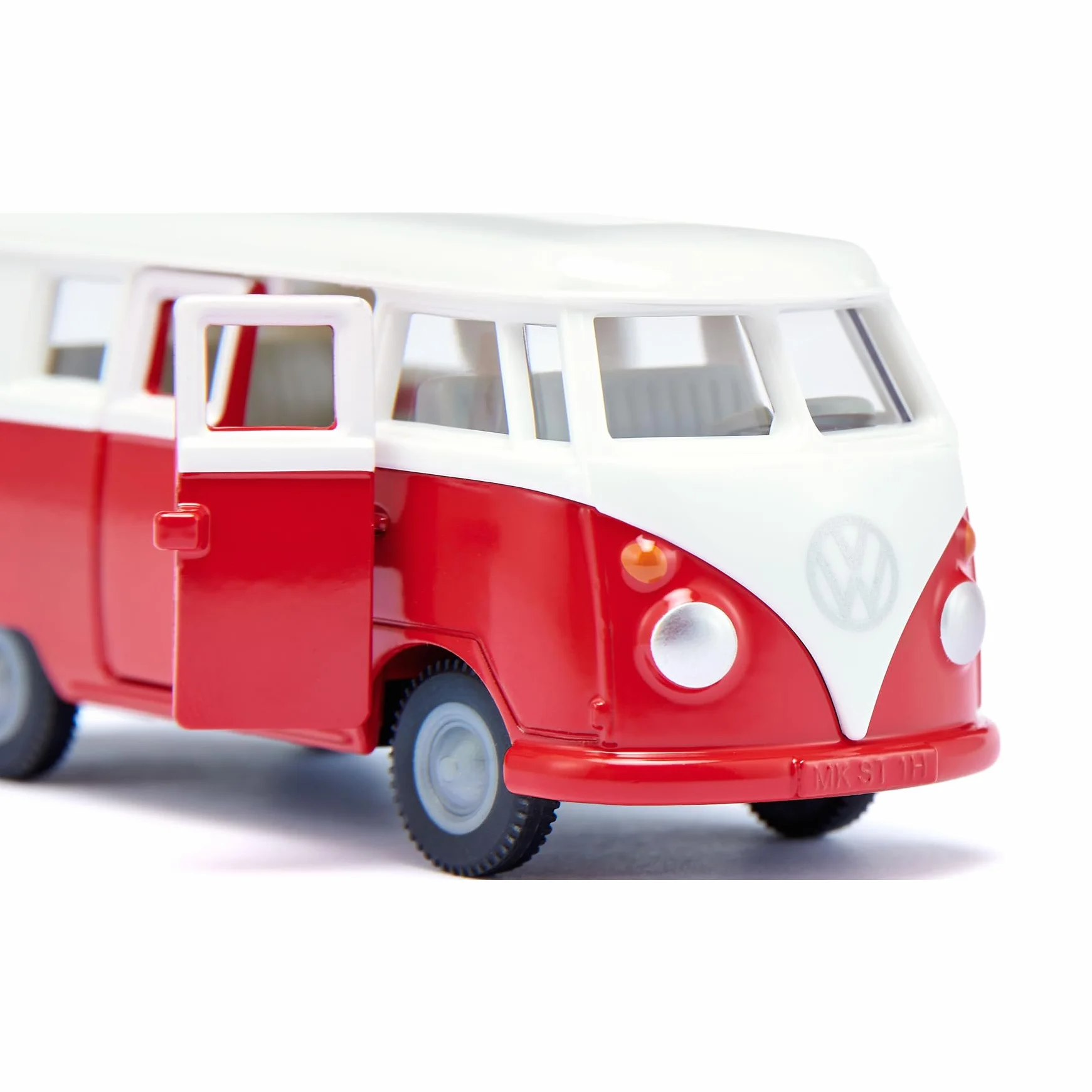 Siku 2361, VW T1 Bus, Zabawkowy samochód, 1:50, Metal/tworzywo sztuczne, Czerwony/biały, Otwierane drzwi, Zaczep przyczepy, Wiernie odwzorowane koła