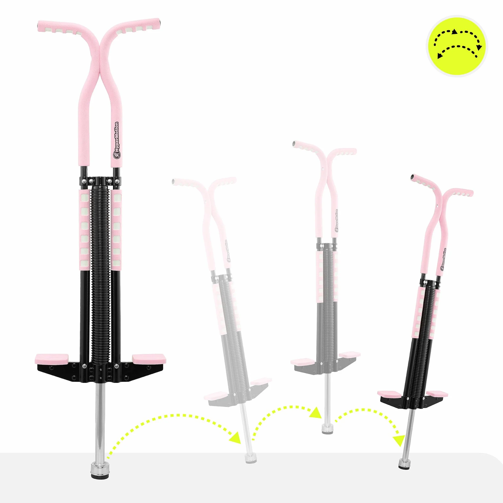 HyperMotion Skoczek POGO dla Dzieci 9–14 Lat, Urządzenie Treningowe do 50 kg, 2,35 kg, System Sprężynowy, Kolor Różowy