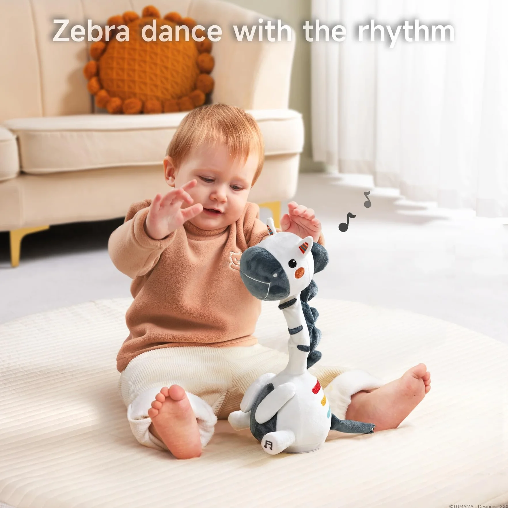 TUMAMA KIDS Tańcząca mówiąca zebra, elektroniczna, miękka, pluszowa zabawka z nagrywaniem i powtarzaniem, śpiewająca interaktywna zabawka dla małych dzieci, chłopców, dziewcząt, prezent