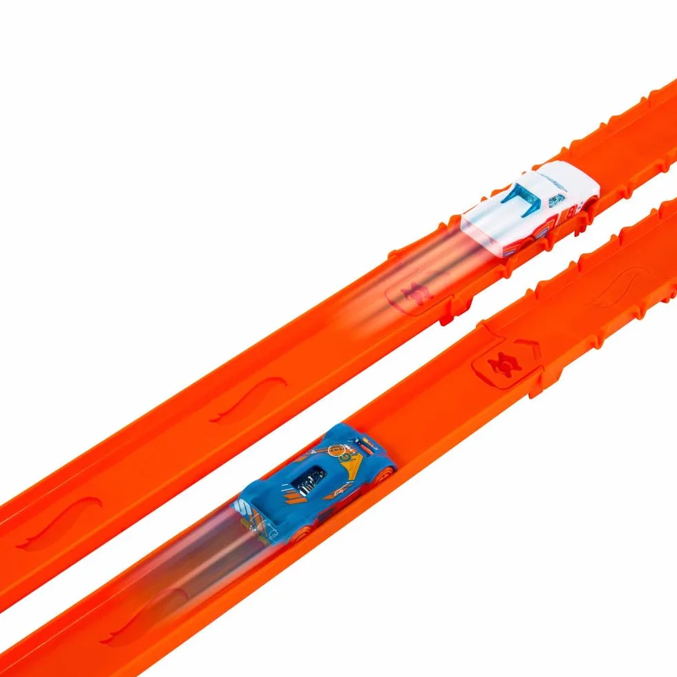 Hot Wheels Track Creator Deluxe Track Set Zestaw z Dwoma Metalowymi Pojazdami 1:64, 7,6m Torów Speed Snap JDW42