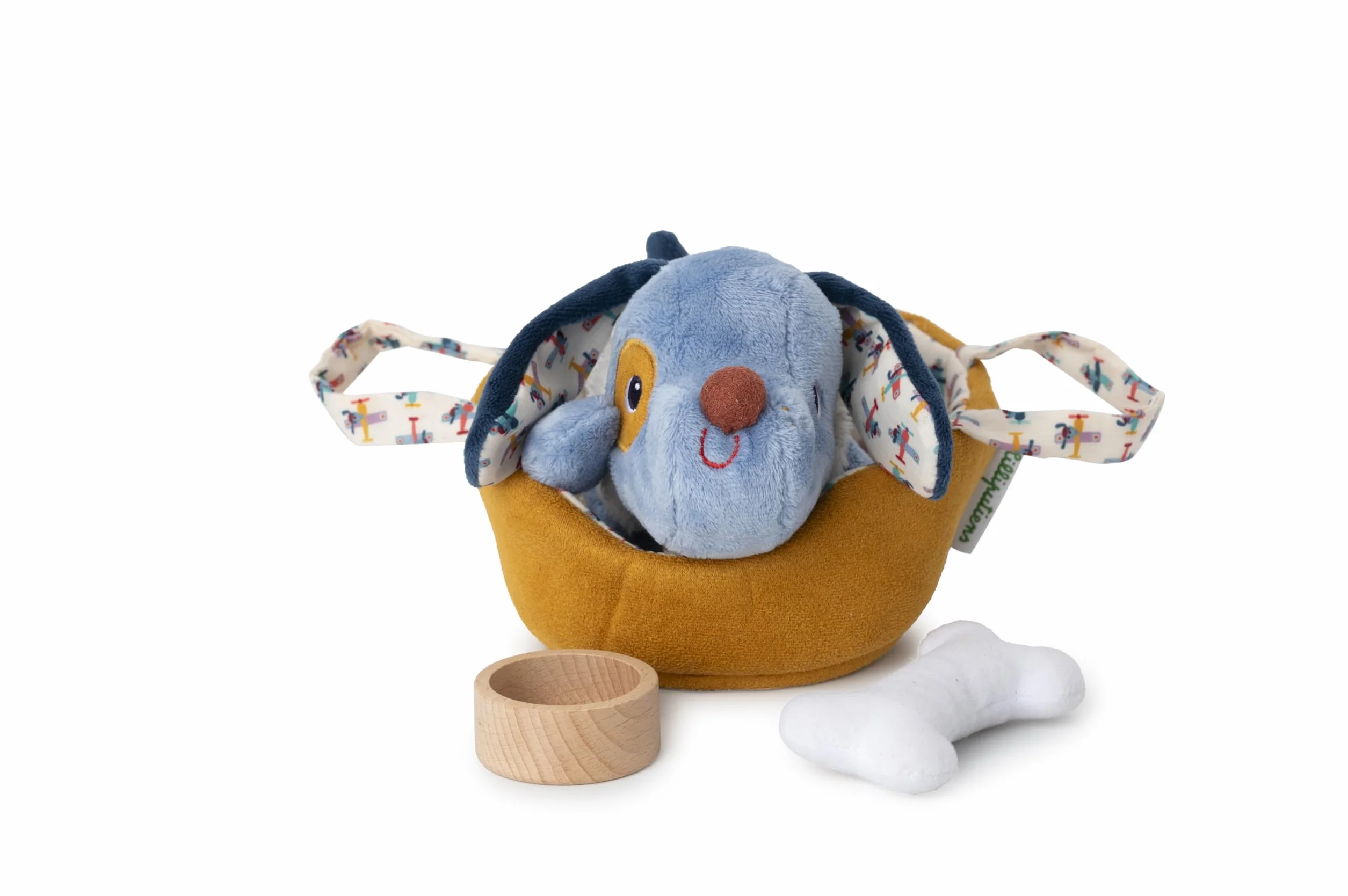 LILLIPUTIENS - Jules the Plush Dog and Your Basket - Kołdra dla psa z koszem i akcesoriami - Elektroniczny szum szczekania - Pobudza wyobraźnię - Od 12 miesięcy