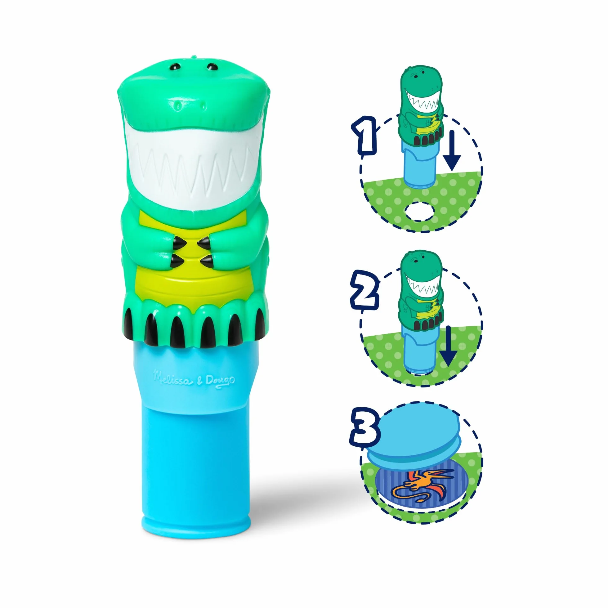 Melissa & Doug Naklejka WOW!™ stempel i 24-stronicowa podkładka do aktywności, 300 naklejek, sztuka i rękodzieło, zabawka fidget, kolekcjonerska postać, dinozaur, kreatywna zabawka podróżna dla