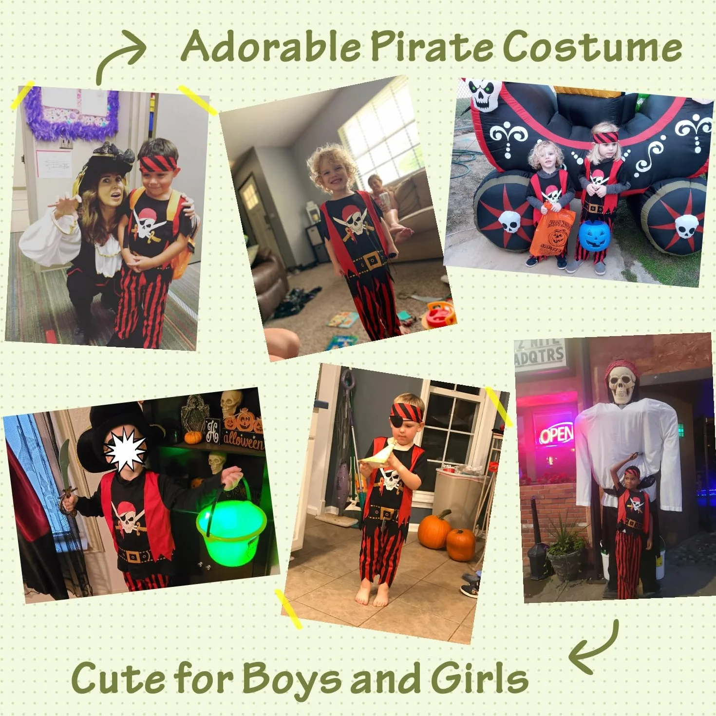 Sincere Party Dzieci Pirat Kostium, Pirat Role Play Dress Up Kompletny zestaw 8szt dla chłopców