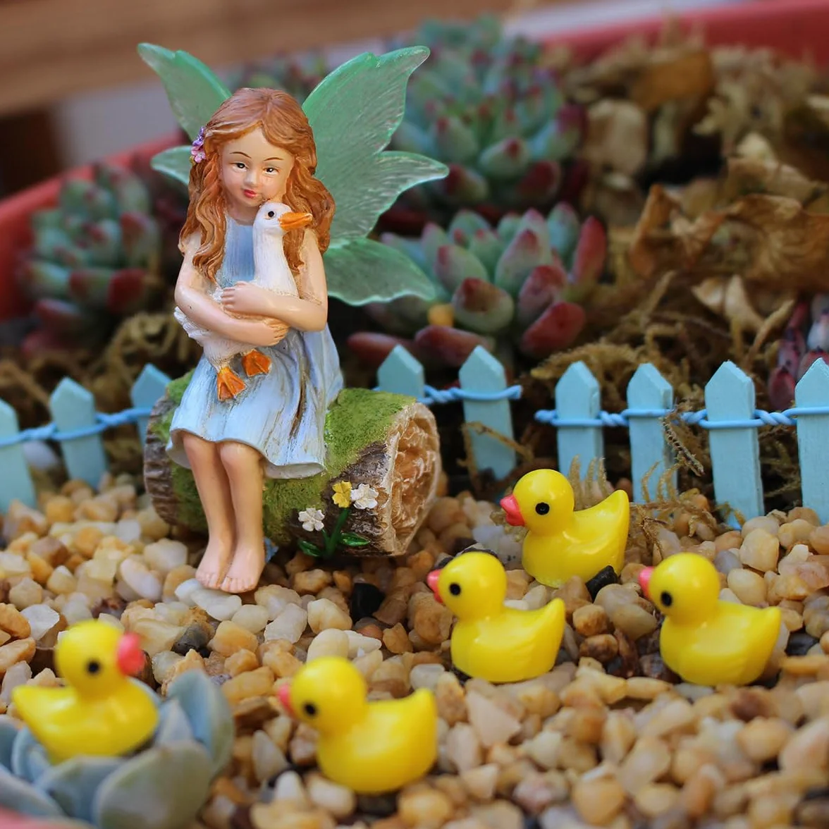 Miniaturowe kaczki z żywicy, 100 sztuk, miniaturowe kaczki z żywicy, miniaturowe figurki kaczek do akwarium, domku dla lalek, miniaturowy ogród, akcesoria DIY, miniaturowe statuetki i dekoracja domu