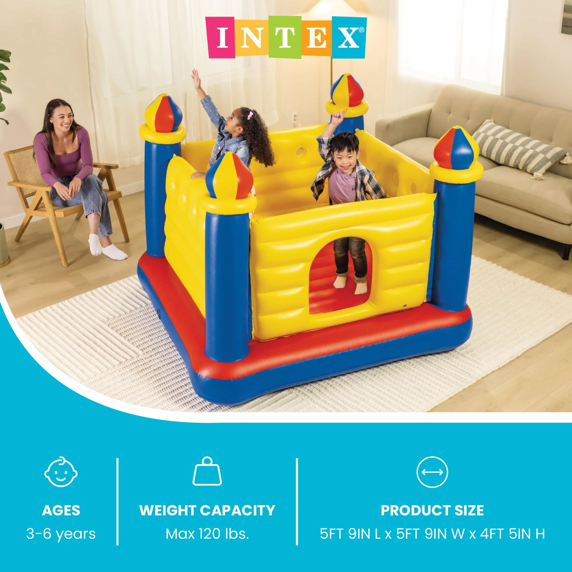 Intex 48259NP Jump-O-Lene Castle Bouncer nadmuchiwany zamek dmuchany, 175 x 175 x 135 cm