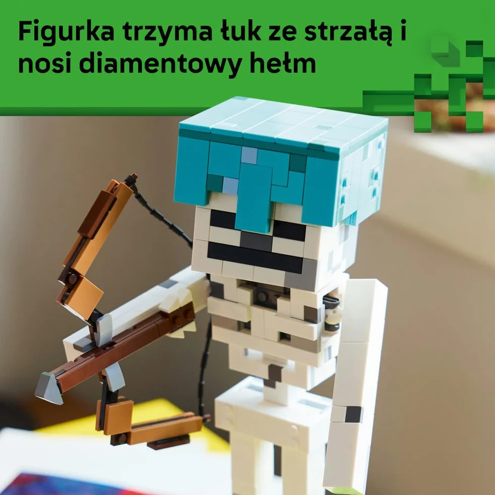 LEGO Minecraft Szkielet, zabawka konstrukcyjna dla 10-latka, figurka z gry, gamingowa dekoracja do pokoju dziecka, klocki dla chłopca i dziewczynki, pomysł na prezent dla gracza 21594