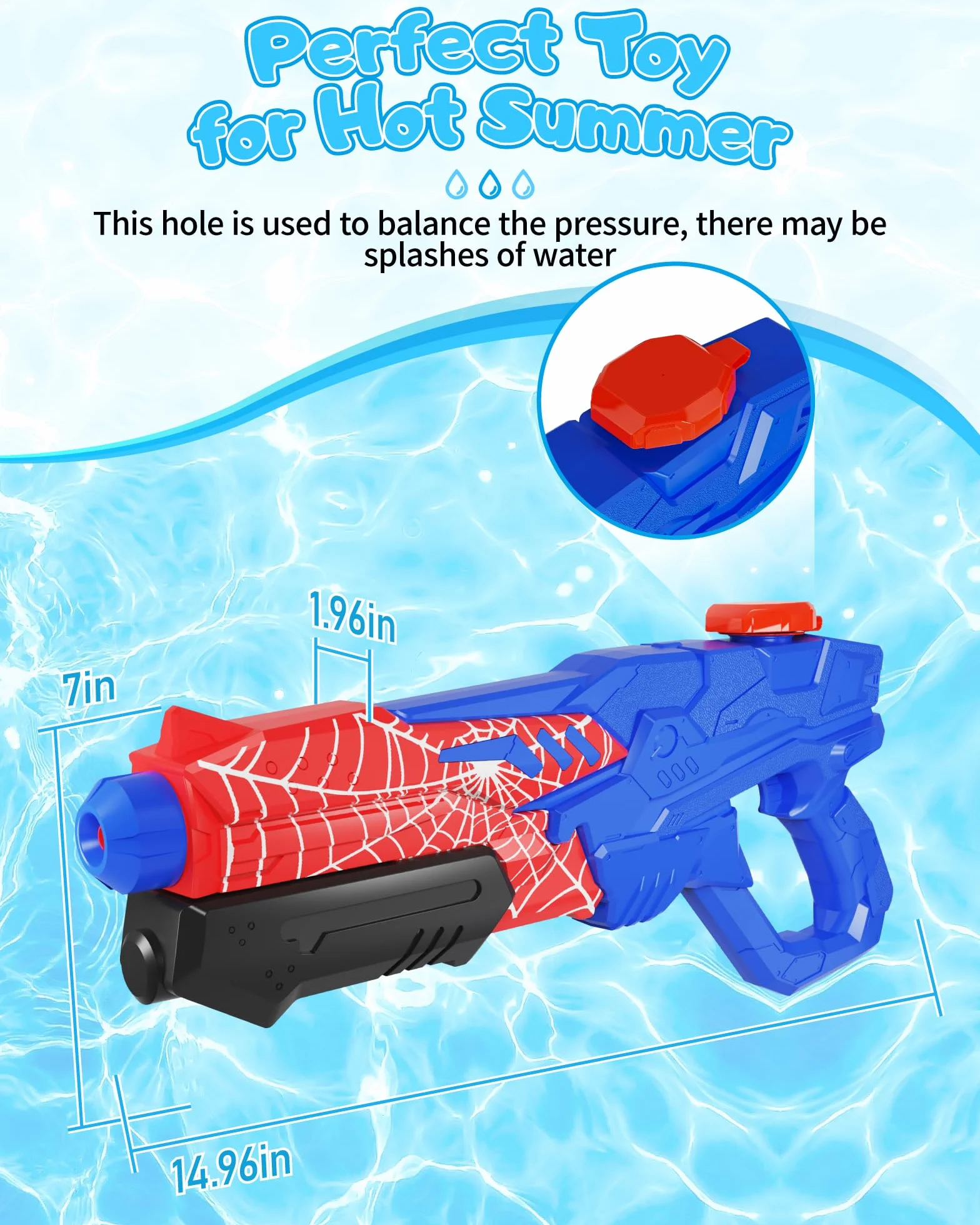 Kizmyee pistolet na wodę dla dzieci, pistolet natryskowy o dużym zasięgu do 8-10 metrów i pojemności 600 ml, zabawka na dwór dla dziewczynek i chłopców, zabawka na lato, na plażę
