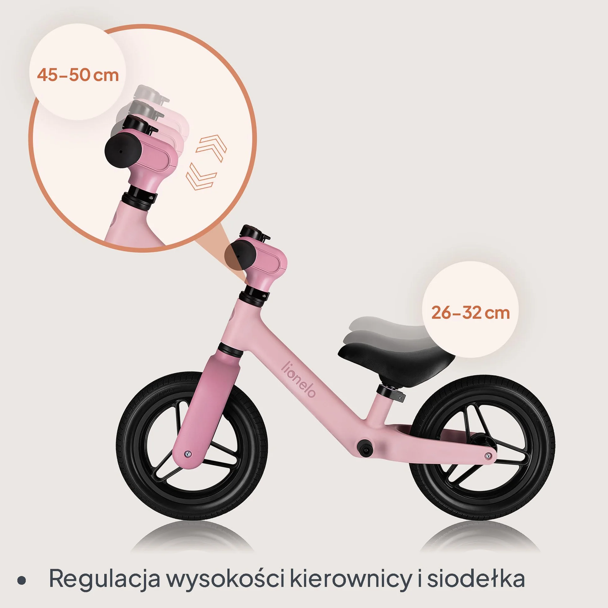 LIONELO Toni dziecięcy rowerek biegowy od 18 miesięcy do 30 kg, gumowe koła PU 25 cm, podnóżek, kosz, regulowane siedzisko i kierownica, antypoślizgowy uchwyt, lekki 2,3 kg, dzwonek