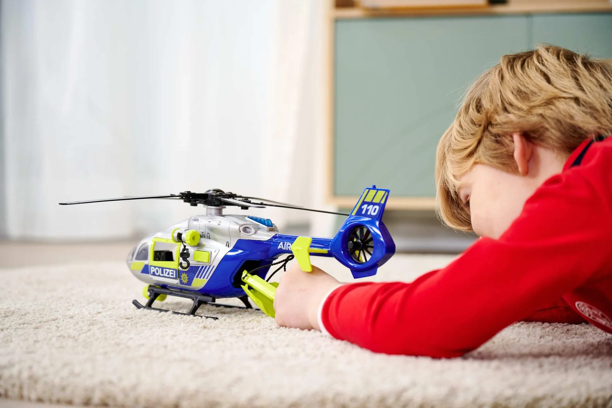 Dickie 203716028038 Police helikopter ze światłami, dźwiękiem, wciągarką i noszami, 203716028038