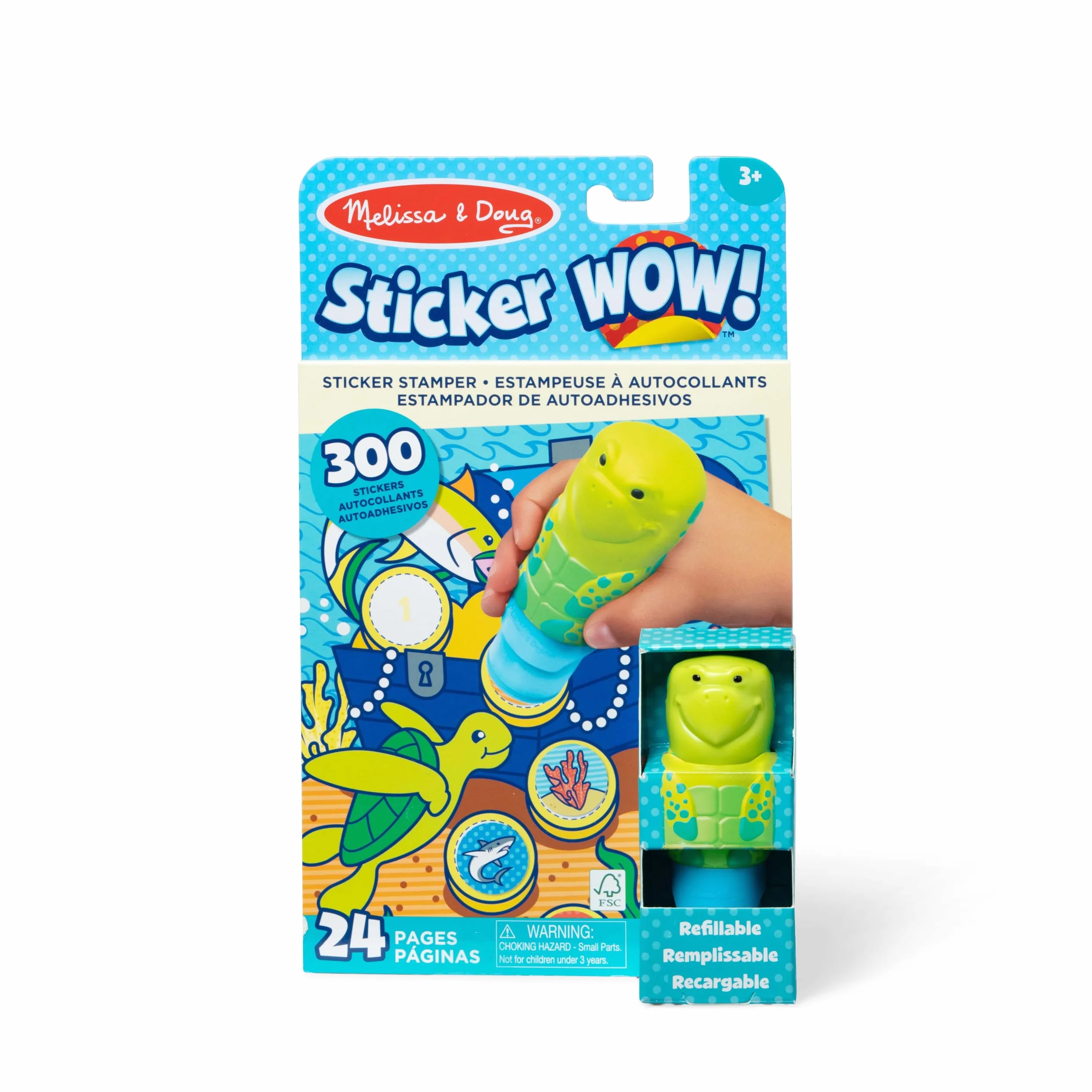 Melissa & Doug Naklejka WOW 24-stronicowa podkładka do aktywności i stempel 300 naklejek sztuka i rzemiosło żółw morski