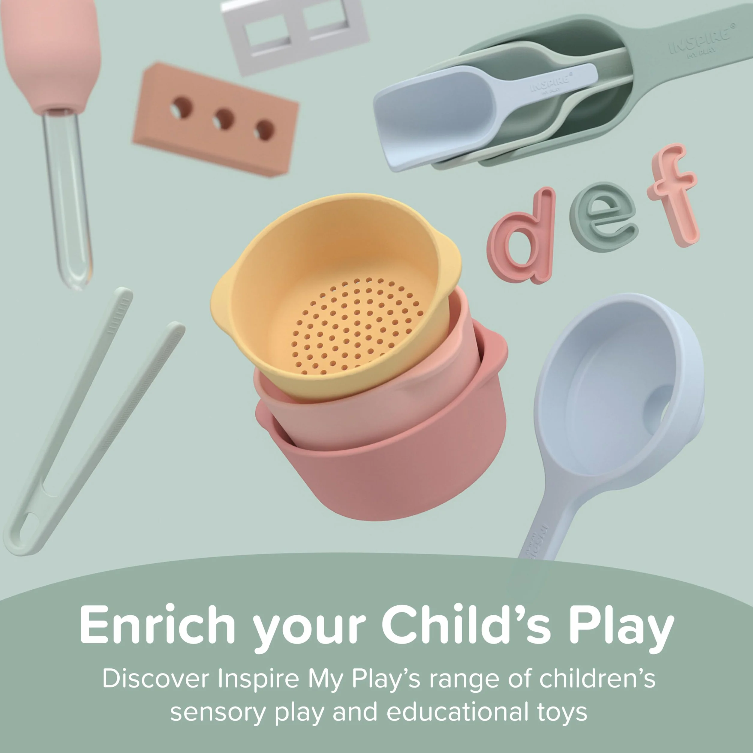 Inspire My Play Zestaw dodatków do sensorycznego pojemnika niebieski - zabawki do sensorycznego pojemnika - zabawne narzędzia do bałaganu