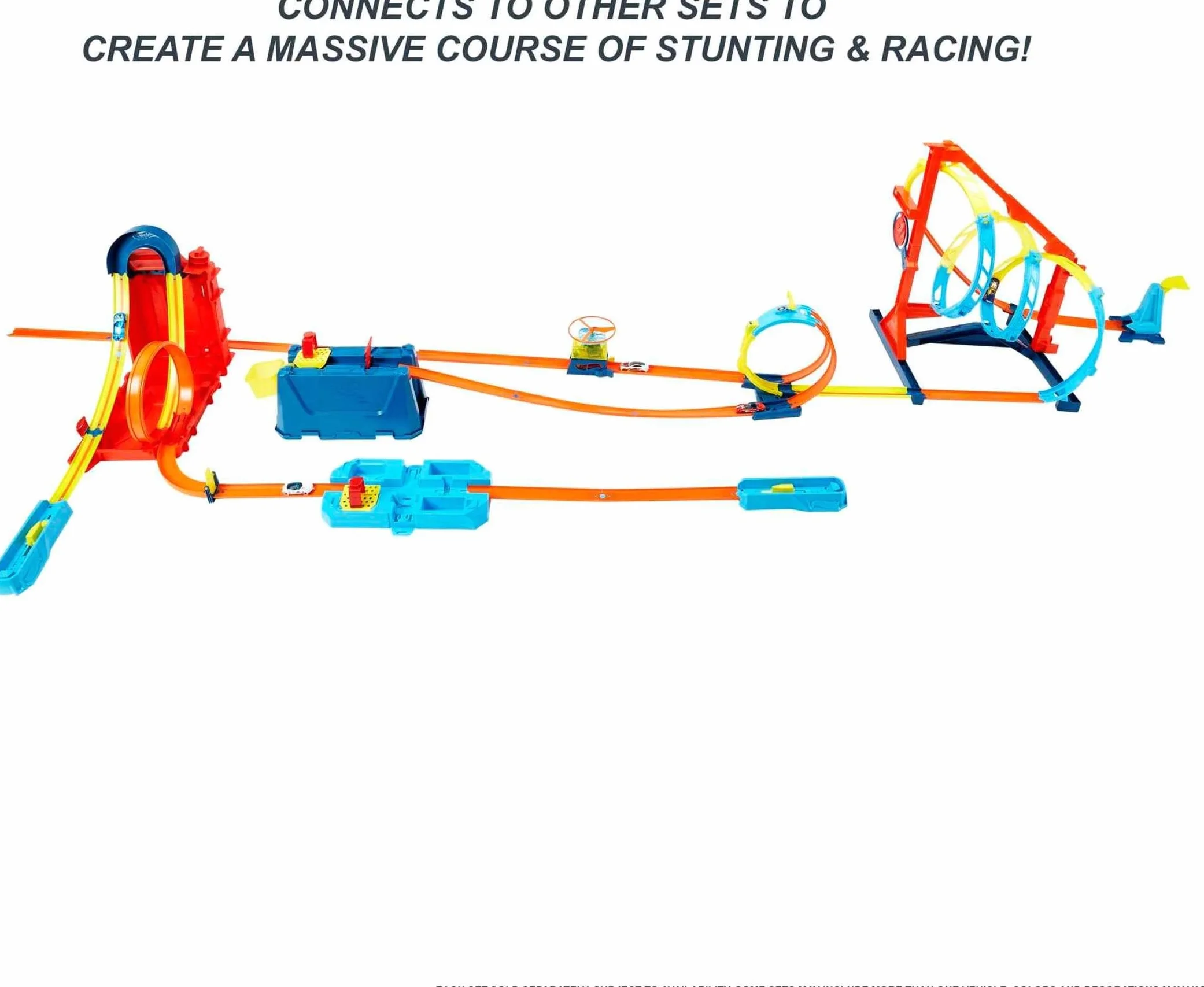Hot Wheels Fuel Can Stunt Box Track Builder Unlimited Zestaw Pomarańczowy Żółty
