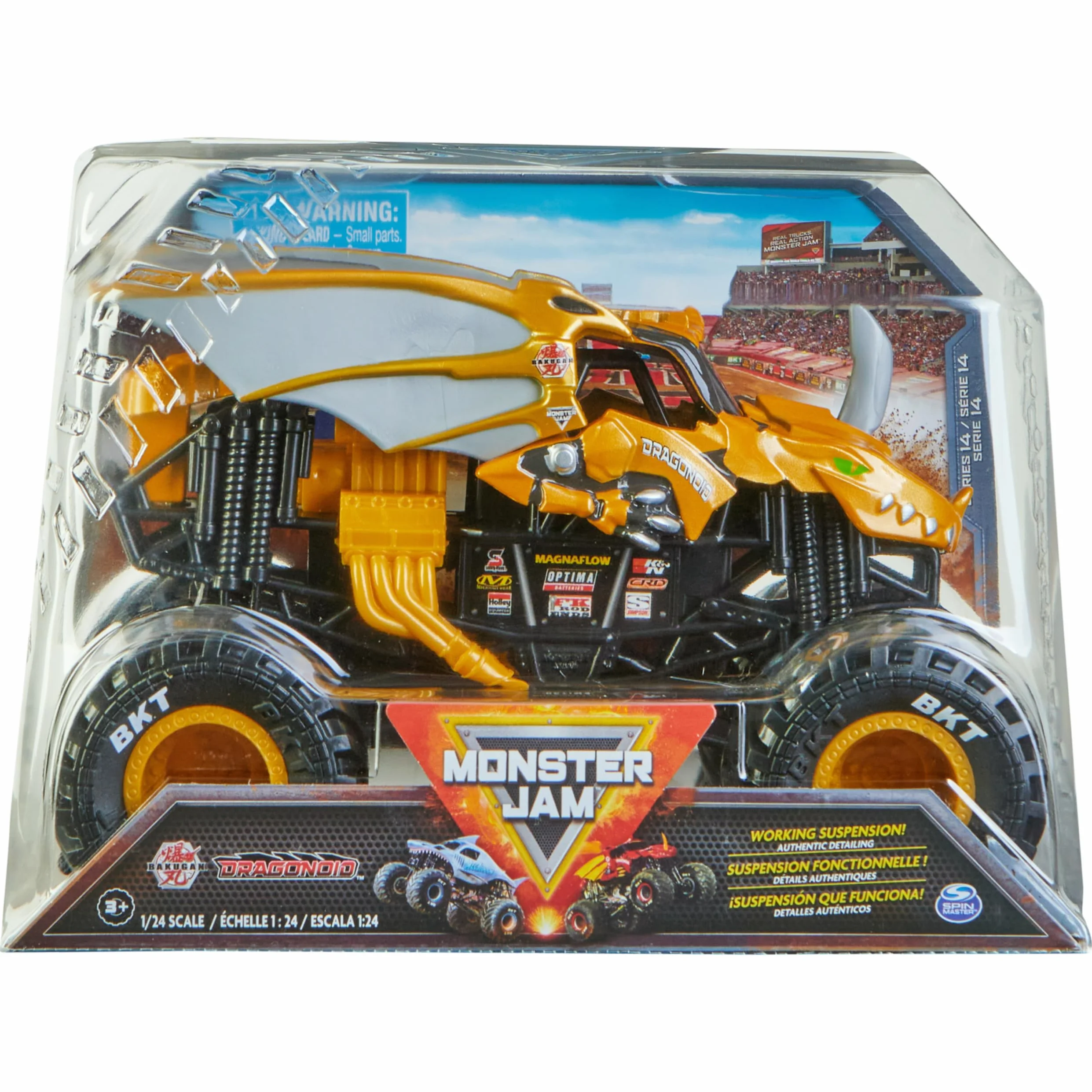 Monster Jam, Bakugan Dragonoid Monster Truck, kolekcjonerski pojazd odlewany ciśnieniowo, skala 1:24, zabawki dla dzieci dla chłopców w wieku od 3 lat