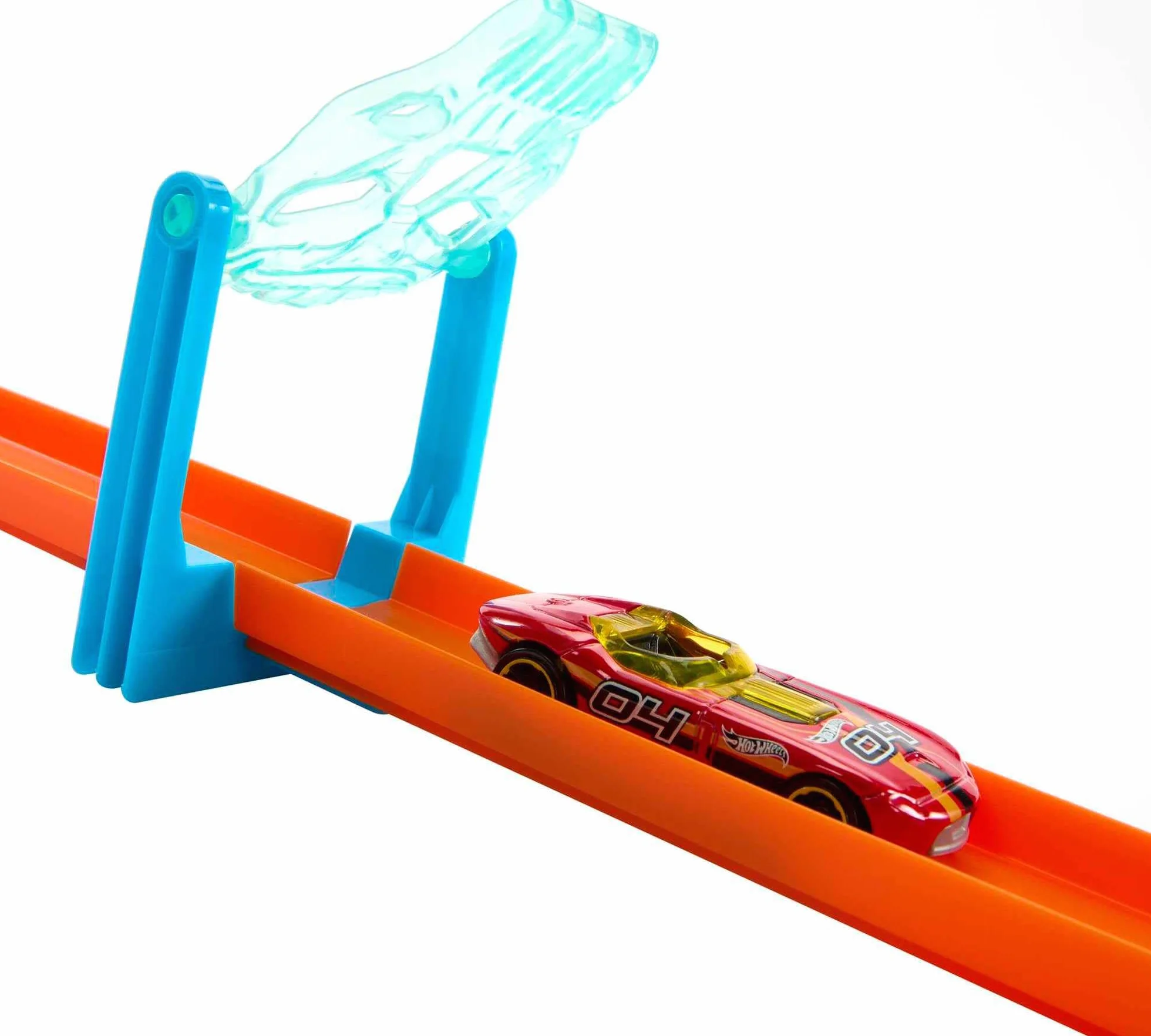 Hot Wheels Track Builder Lodowy tor Zestaw z 1 pojazdem Hot Wheels, motywem lodu, 10 elementami toru i w modułowym pudełku. HKX40