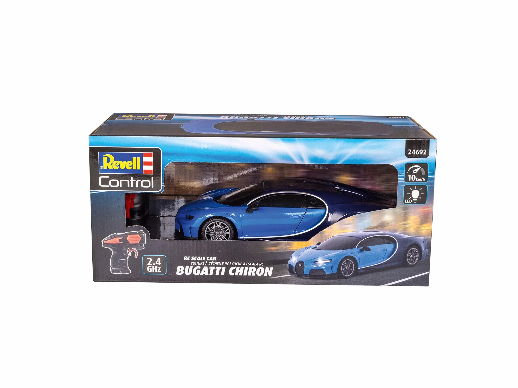 Revell Control I RC Scale Car Bugatti Chiron I skala 1:24 I pilot zdalnego sterowania 2,4 GHz, przednie oświetlenie LED, prędkość 10 km/h, długość 198 mm, od 8 lat