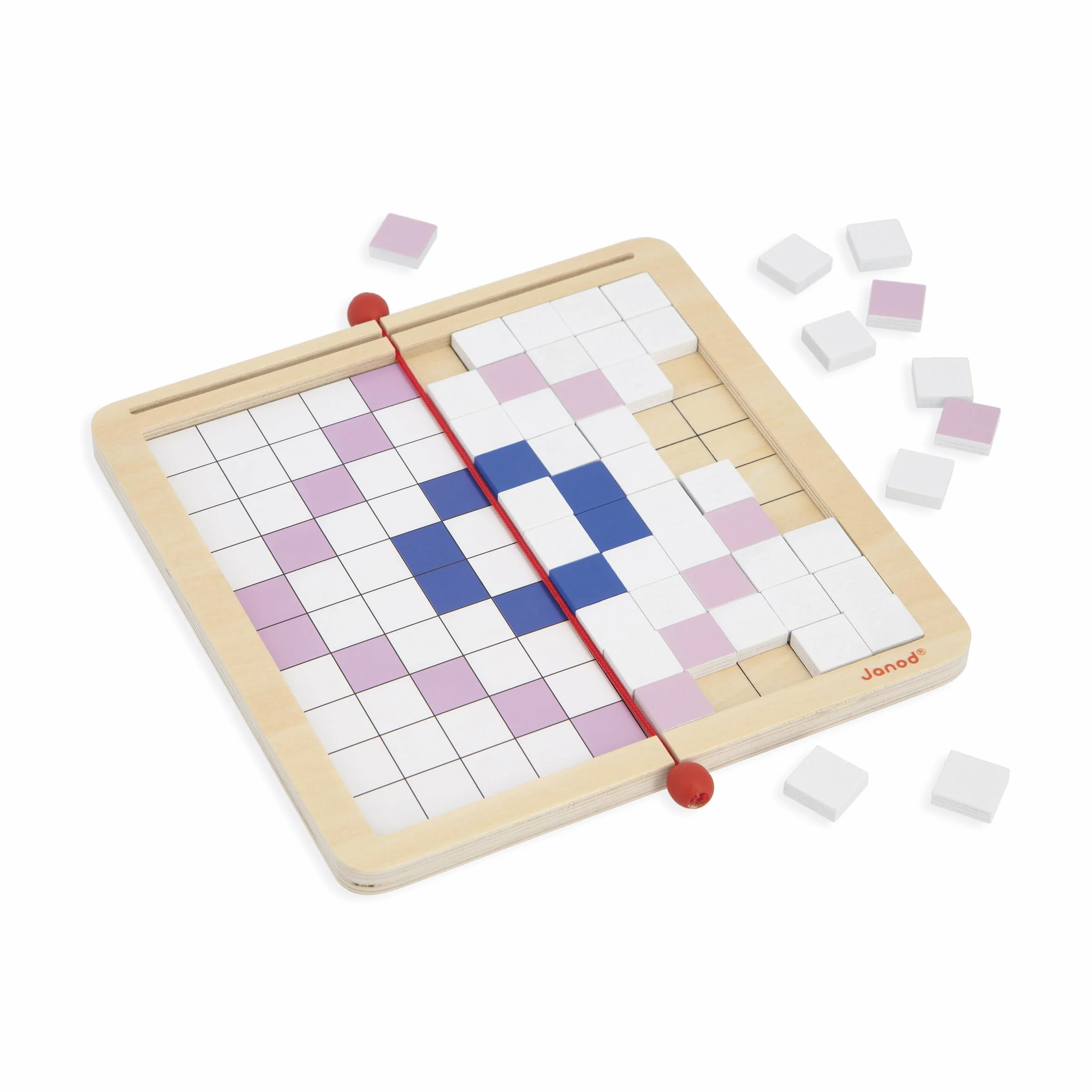 Janod Symétrie & Codage-4 Modes de Jeu-12 Modes à Reproduceire-Idéal Préparation Maternelle et Petite Section Zabawka edukacyjna dla dzieci - wyprodukowana z drewna FSCTM - od 5 lat - J05093, J05093