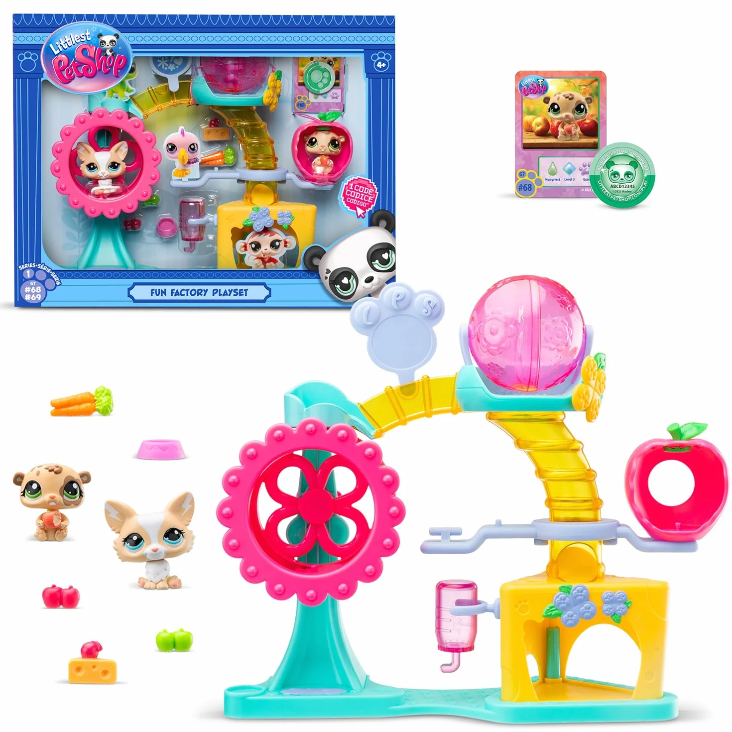 BANDAI Littlest Pet Shop, Czas zabawy Playset, mobilne głowy, Gen 7 (zwierzęta domowe #69 i #68 Ekskluzywne zwierzęta do zabawy), dla dzieci od 4 lat, BF00519 wielokolorowy