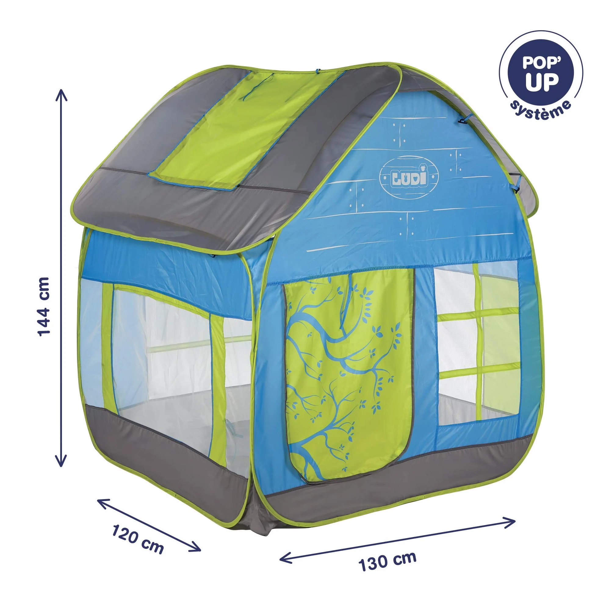 LUDI - Domek ogrodowy Pop Up, domek letniskowy - duży namiot do zabawy, odporna tkanina anty-UV, izolacja podłogi, duża wentylacja - łatwy do zainstalowania i przechowywania system Pop Up - od 2 lat