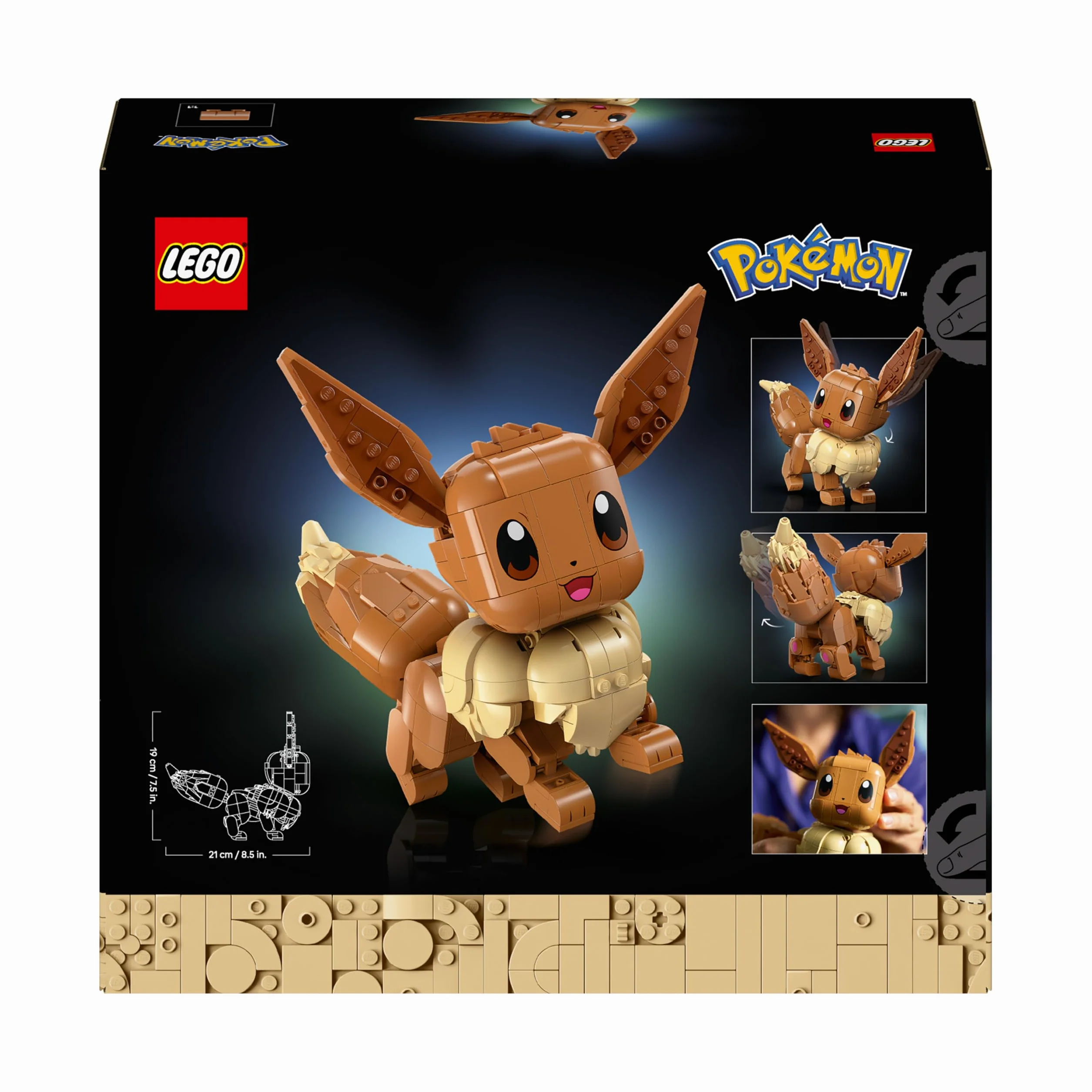 LEGO Pokémon Eevee, zestaw klocków konstrukcyjnych dla dorosłych, ruchoma figurka kolekcjonerska, szczegółowy model Pokémona, pomysł na prezent dla gracza, dla par i fanów gamingowych dekoracji 72151
