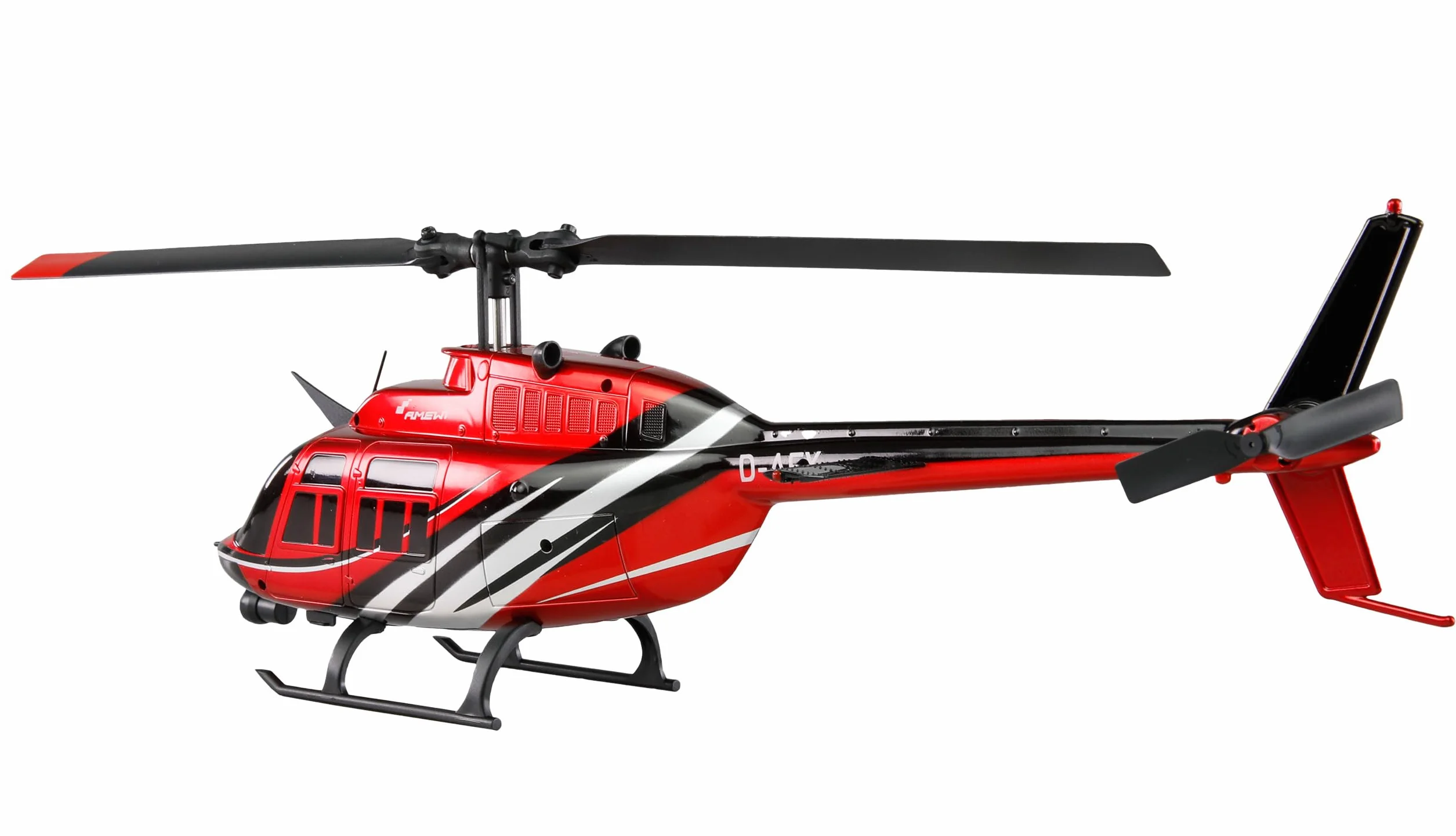 Amewi Bell 206 Jet Ranger CP helikopter 6-kanałowy 6G RTF, zdalnie sterowany helikopter, czerwono-czarny, 1:33