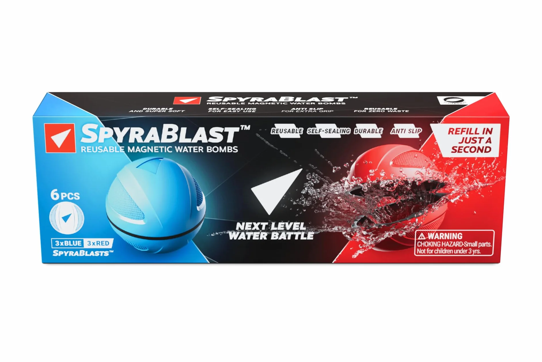 Spyra Balony wodne wielokrotnego użytku Blast – 6 szt., trwałe, magnetyczne, miękki silikon, samouszczelniające, szybko uzupełniające się bomby wodne, basen, plaża, woda, letnia zabawka dla dzieci i