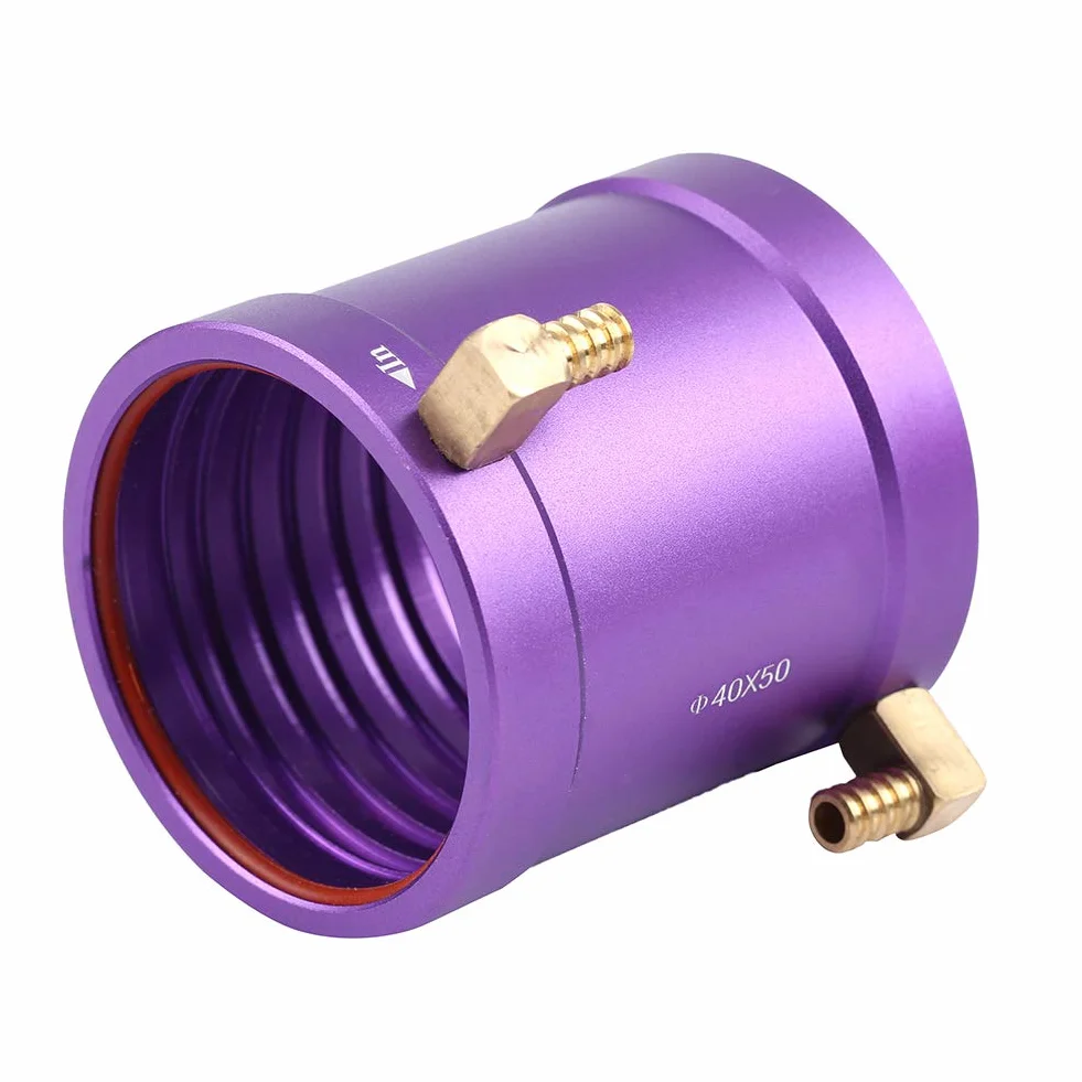 RC metalowa kurtka chłodząca wodę, 40 mm rozpraszanie ciepła woda chłodzenie M5 kurtka RC łódź chłodzona wodą adapter gwintowany zestaw akcesoriów do silnika łodzi 4074 4082 RC, fioletowa