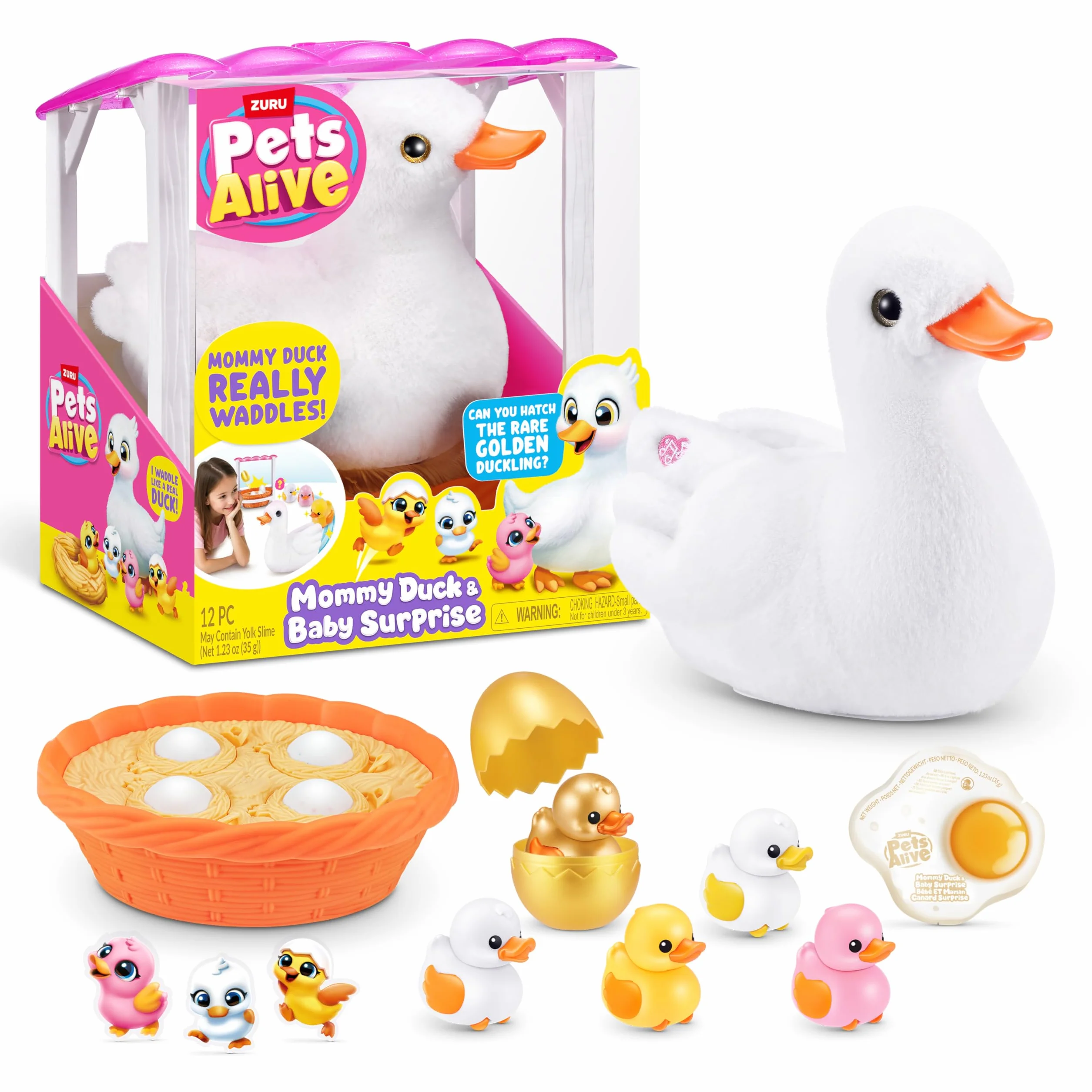 Pets Alive Mama Duck & Baby Surprise od ZURU Słodka interaktywna niespodzianka pluszowa zabawka dla dziewczynek