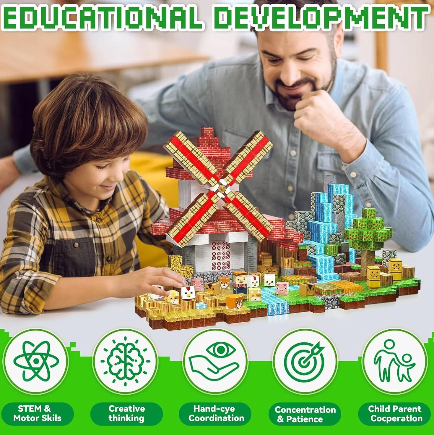 Magnetyczne klocki do budowania, 150 szt., zestaw klocków magnetycznych, zabawki edukacyjne, zabawki konstrukcyjne dla dzieci, odpowiednie dla 3 dzieci