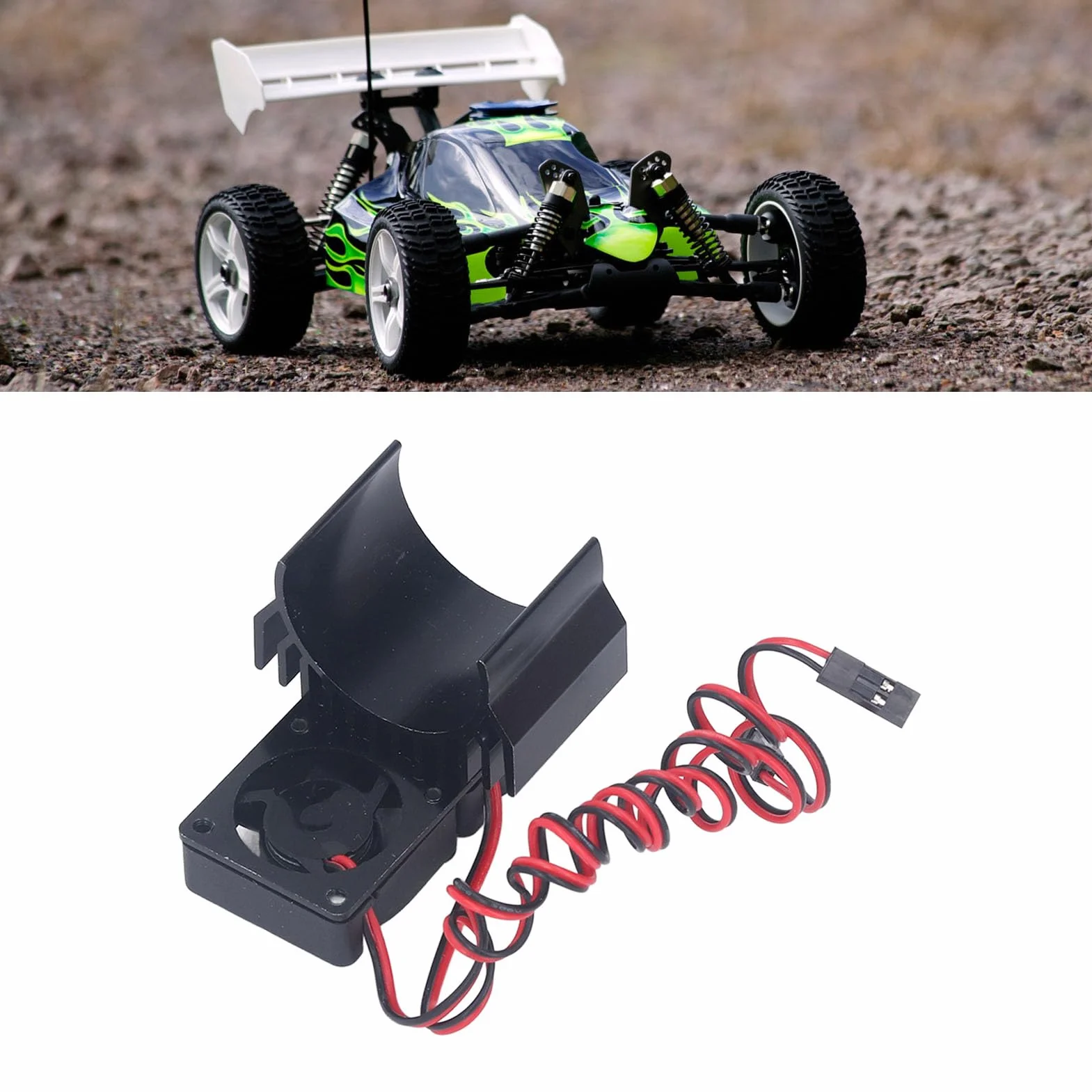 Zestaw wentylatorów radiatora Topyond RC 5 V do samochodu Traxxas Slash 4x4 VXL RC, wydajne chłodzenie silnika, wodoodporność, wentylator silnika Rc ze stopu aluminium dla (czarny)