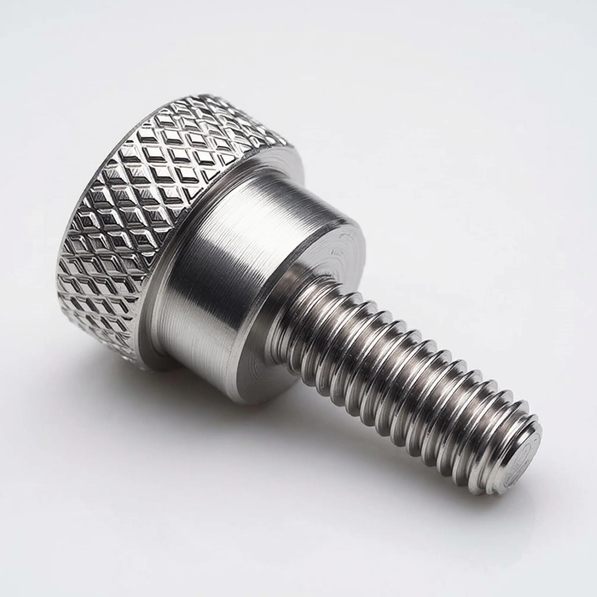 PrecisionGeek® Śruby radełkowane M4 ze stali nierdzewnej AISI 303 – z kołnierzem – 10 mm – łeb płaski – śruby kciukowe do metalu, drewna i akrylu – zestaw 10 sztuk
