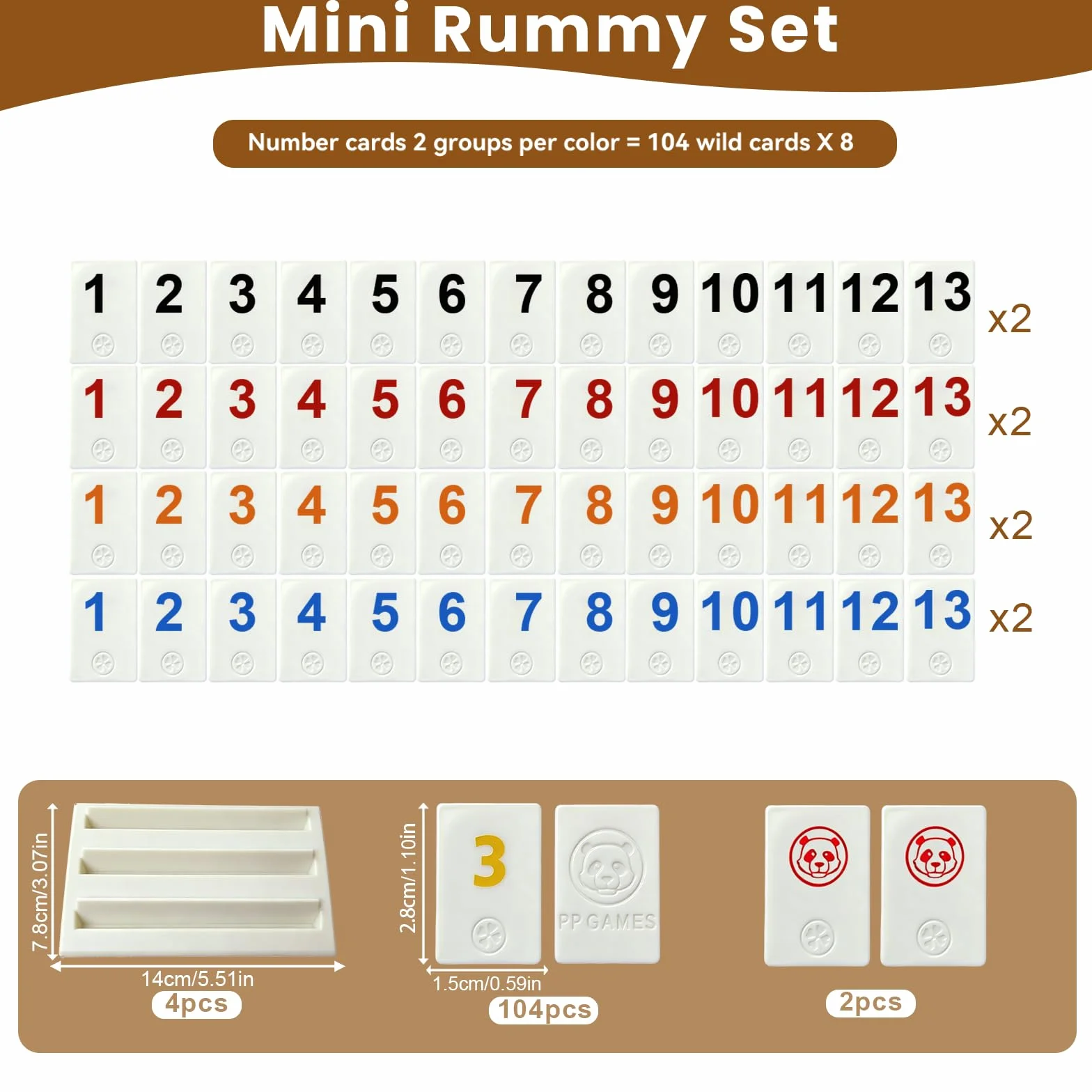 Rummy gra planszowa, Rummy gry podróżne zawiera 104 karty numeryczne 2 uniwersalne karty 4 uchwyty na karty 1 instrukcja obsługi, klasyczna gra planszowa puzzle