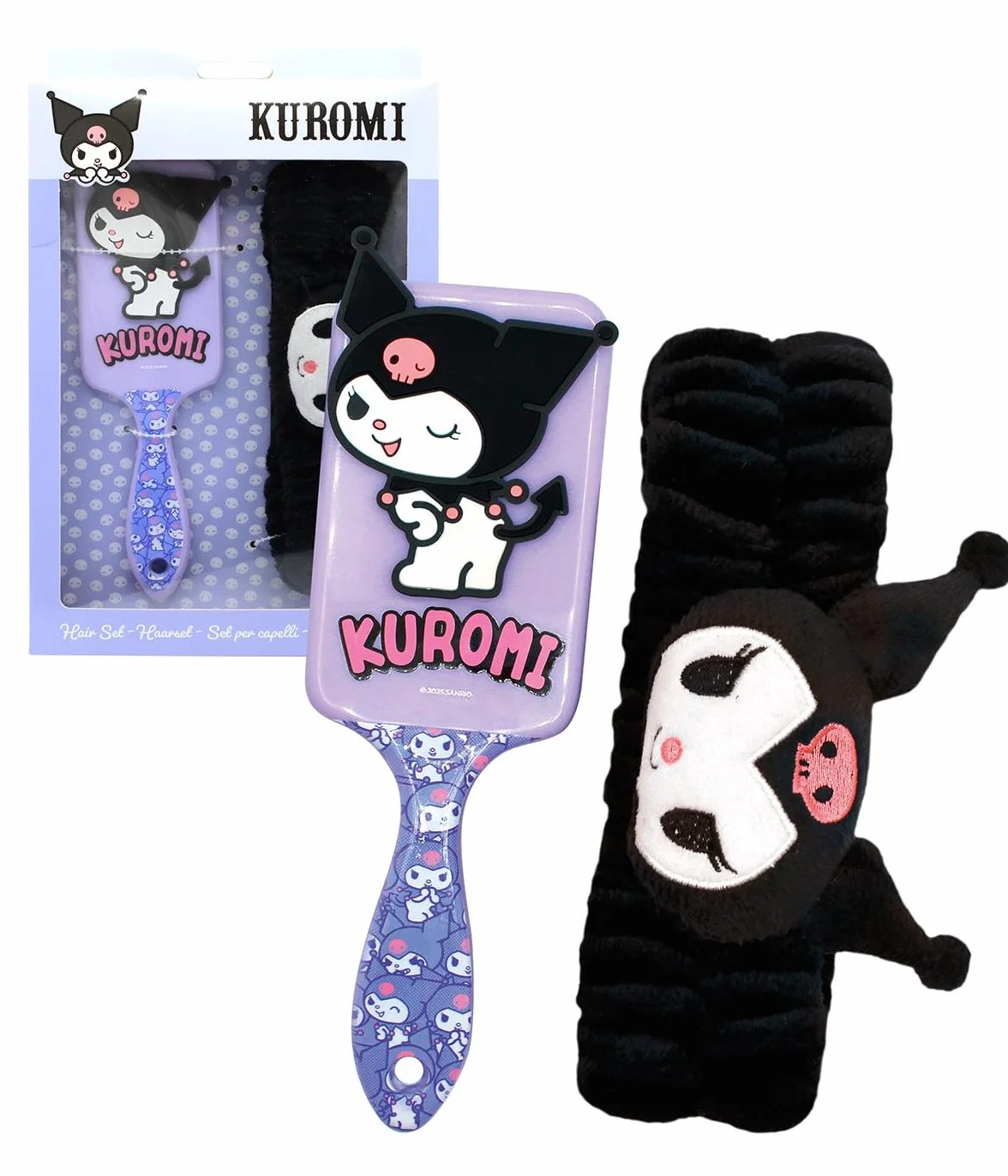 Joy Toy - Kuromi zestaw szczotka i pluszowa opaska na włosy - w opakowaniu prezentowym