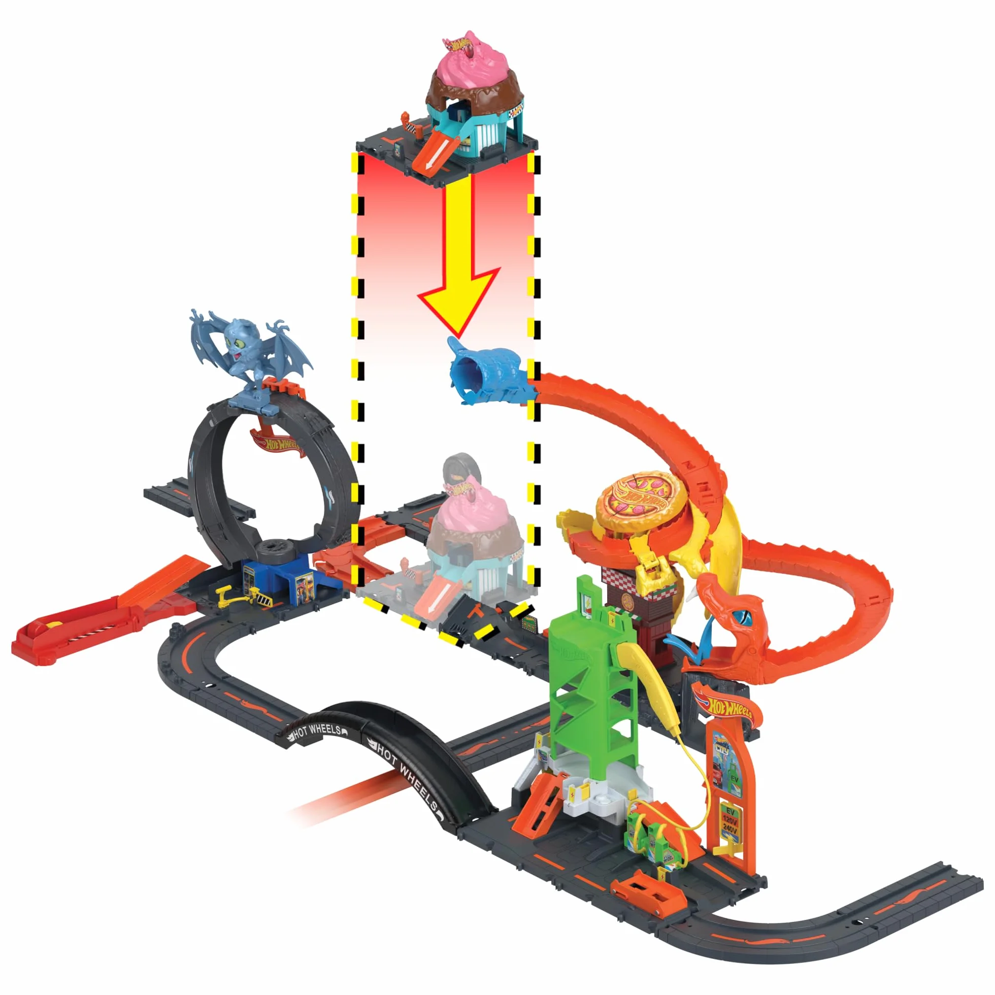 Hot Wheels City Let's Race Tor Wyścigowy, Wielokolorowy, 17,3 x 17,3 x 16,5 cm