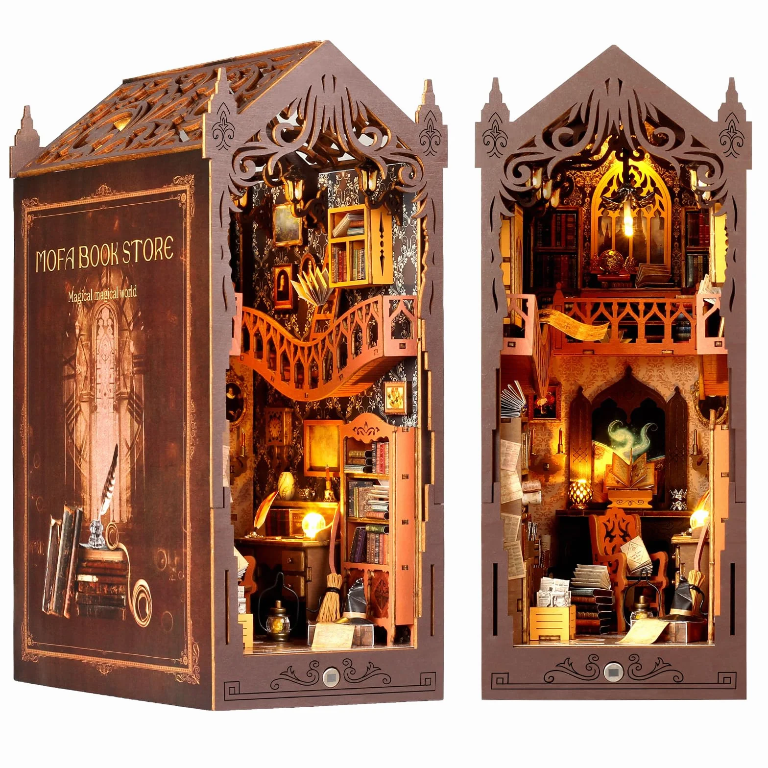 Zestaw do samodzielnego wykonania, miniaturowy domek dla lalek z oświetleniem LED, drewniana wkładka do puzzli 3D, idealna dla nastolatków i dorosłych, magiczna książka