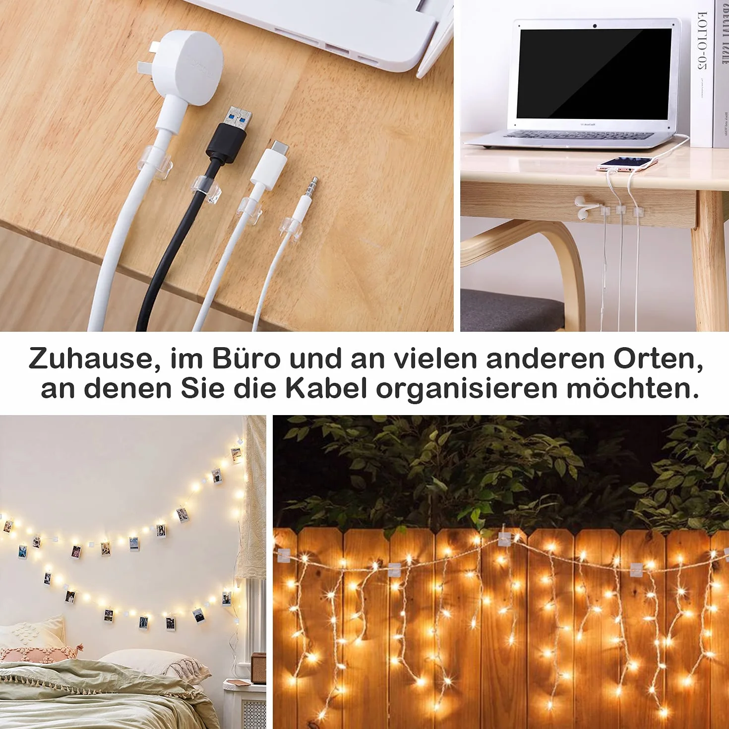 RYCHUI 120 sztuk uchwytów na kabel, organizator na kabel, klipsy do kabli