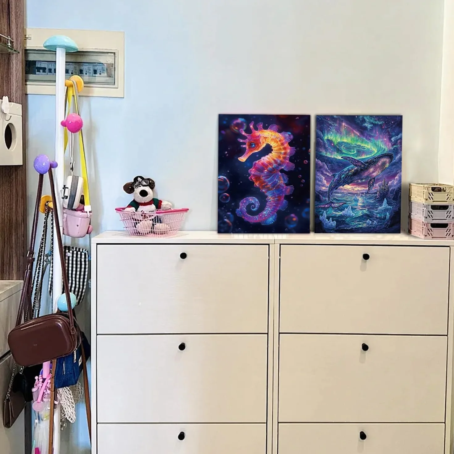 Georgie Porgy Zestaw obrazów do zdrapywania, DIY, dla dzieci i dorosłych, Magic Rainbow A4, papier do zdrapywania, na Boże Narodzenie, prezent urodzinowy, z zestawem narzędzi do zdrapywania, świecące