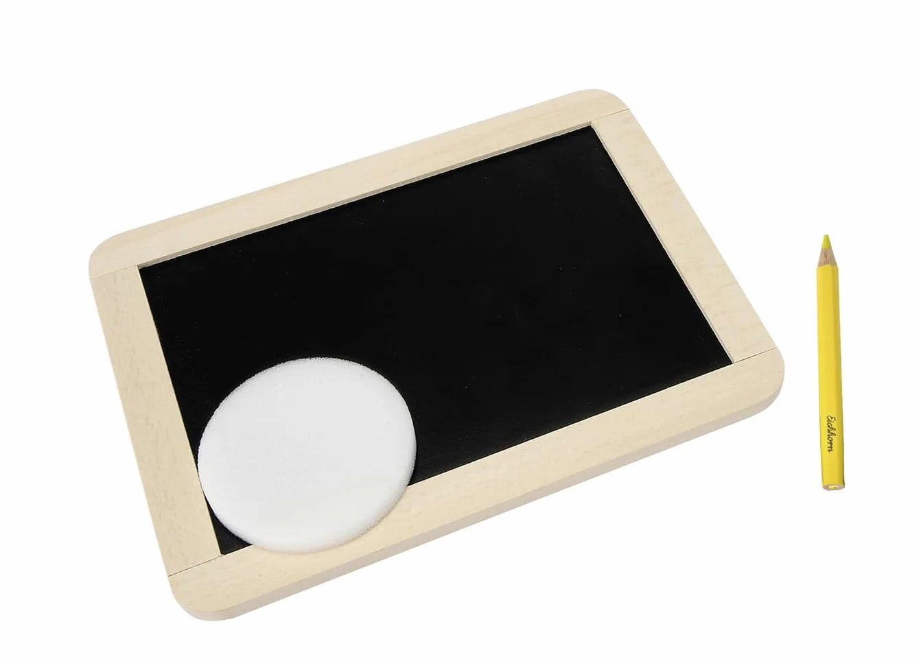 Eichhorn 100002572 - mała tablica szkolna na kredki i kredę, w zestawie 1 pisak i 1 gąbka, 25 x 18 cm, 5-częściowy, drewno bukowe