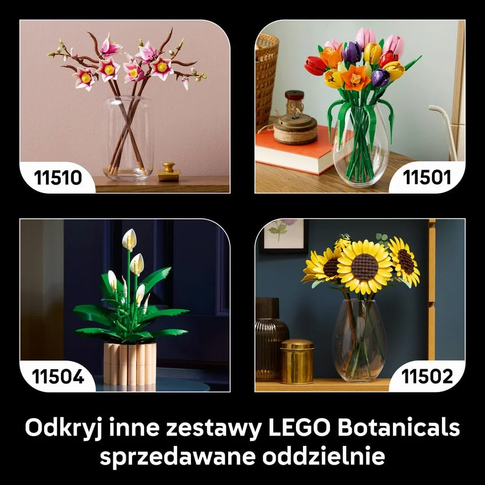 LEGO Botanicals Grzyby leśne, zestaw konstrukcyjny dla dorosłych, roślinna ozdoba do salonu z muchomorem i kwiatami, pomysł na prezent dla kobiety, mężczyzny i miłośników roślin 11505