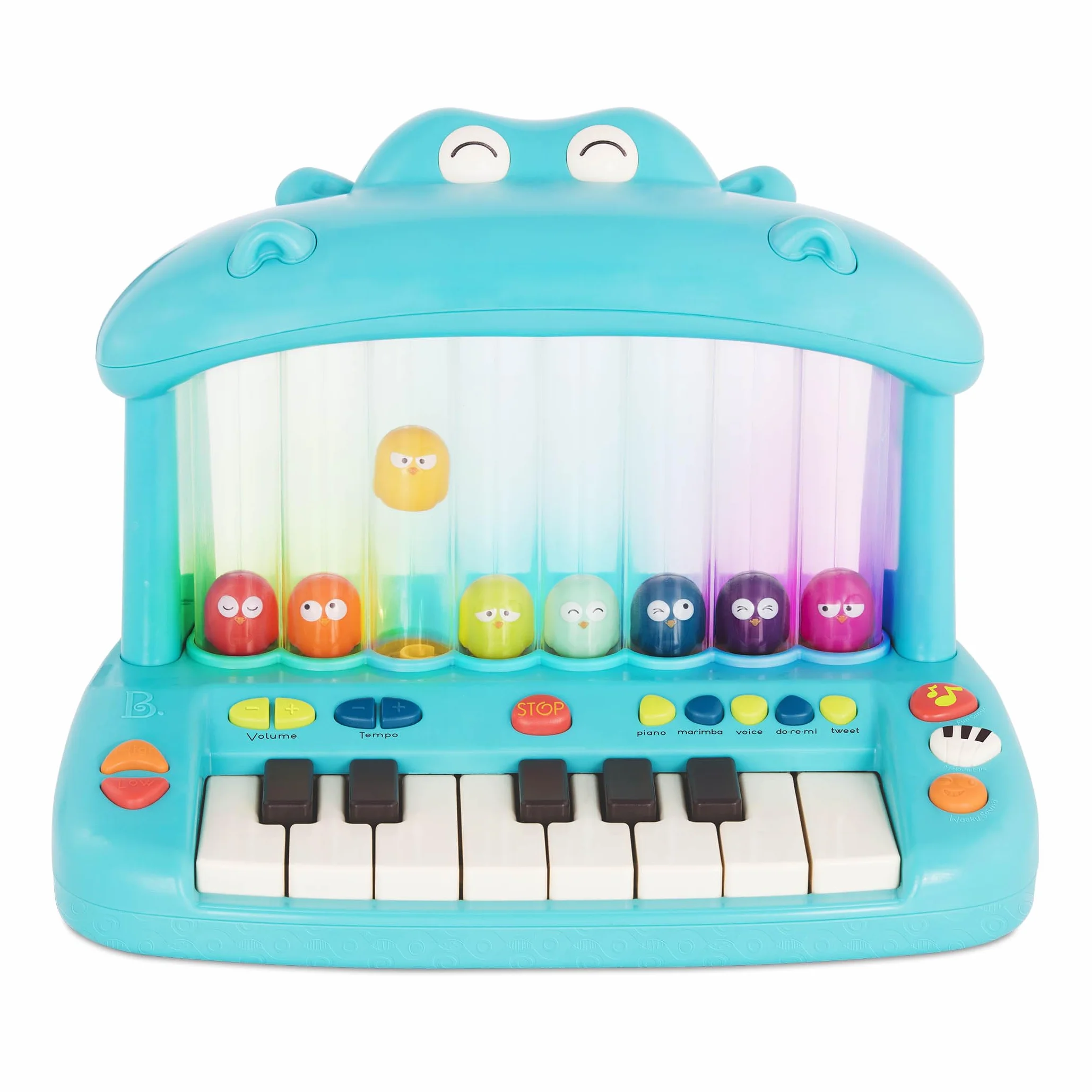B. toys Hippo Pop klawiatura muzyczna zabawka - fortepian - piosenki, dźwięki i światła - instrument muzyczny dla dzieci, chłopców, 12 miesięcy +