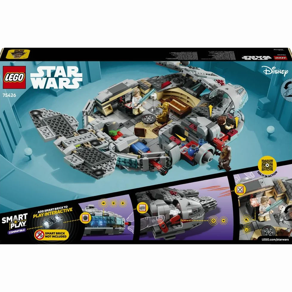 LEGO Star Wars 75426 SMART Play: Sokół Millennium, interaktywna zabawka dla dziecka, zestaw kompatybilny z 4 x SMART Tagami i czterema minifigurkami - pomysł na prezent dla dzieci od 9 lat i fanów