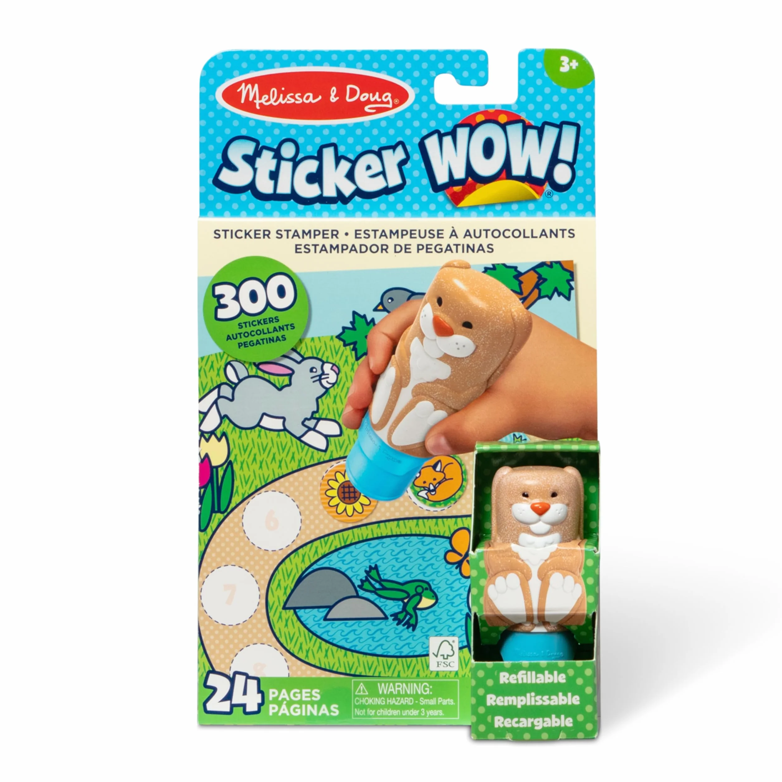 Melissa & Doug Sticker WOW stempel i podkładka do aktywności królik książka dla dzieci zabawki podróżne od 3 lat FSC