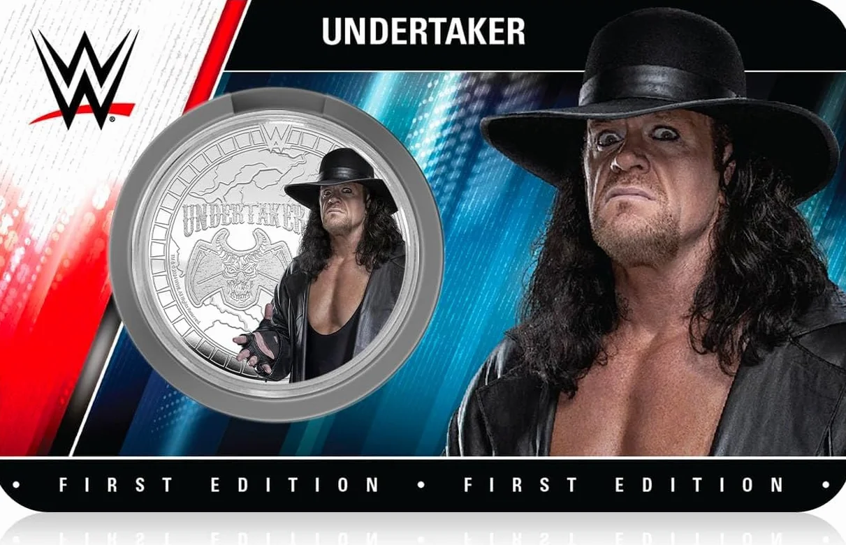 FANTASY CLUB Undertaker WWE 32 mm Oficjalna moneta kolekcjonerska – hołd dla gracza i nieśmiertelnej legendy WWE – limitowana edycja dla fanów i kolekcjonerów