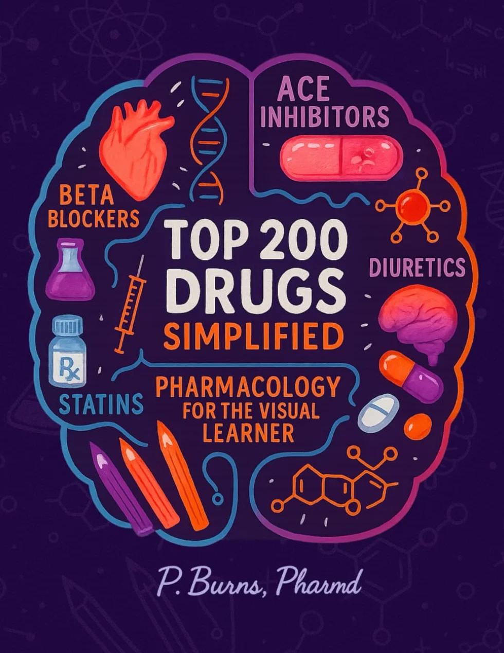 Top 200 Drugs Simplified: Pharmacology Coloring Book & Study Guide: Over 300+ pages of Clinical Pearls, Memory Aids, High-Yield Reviews for Medical, ... Technicians (NCLEX, PTCB, USMLE, NAPLEX)