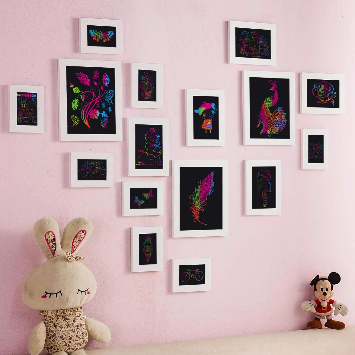 MELLIEX Scratch Art Notes per Bambini, Set di 3 Blocchi da Disegno Arcobaleno con 6 Penne e 4 Righelli