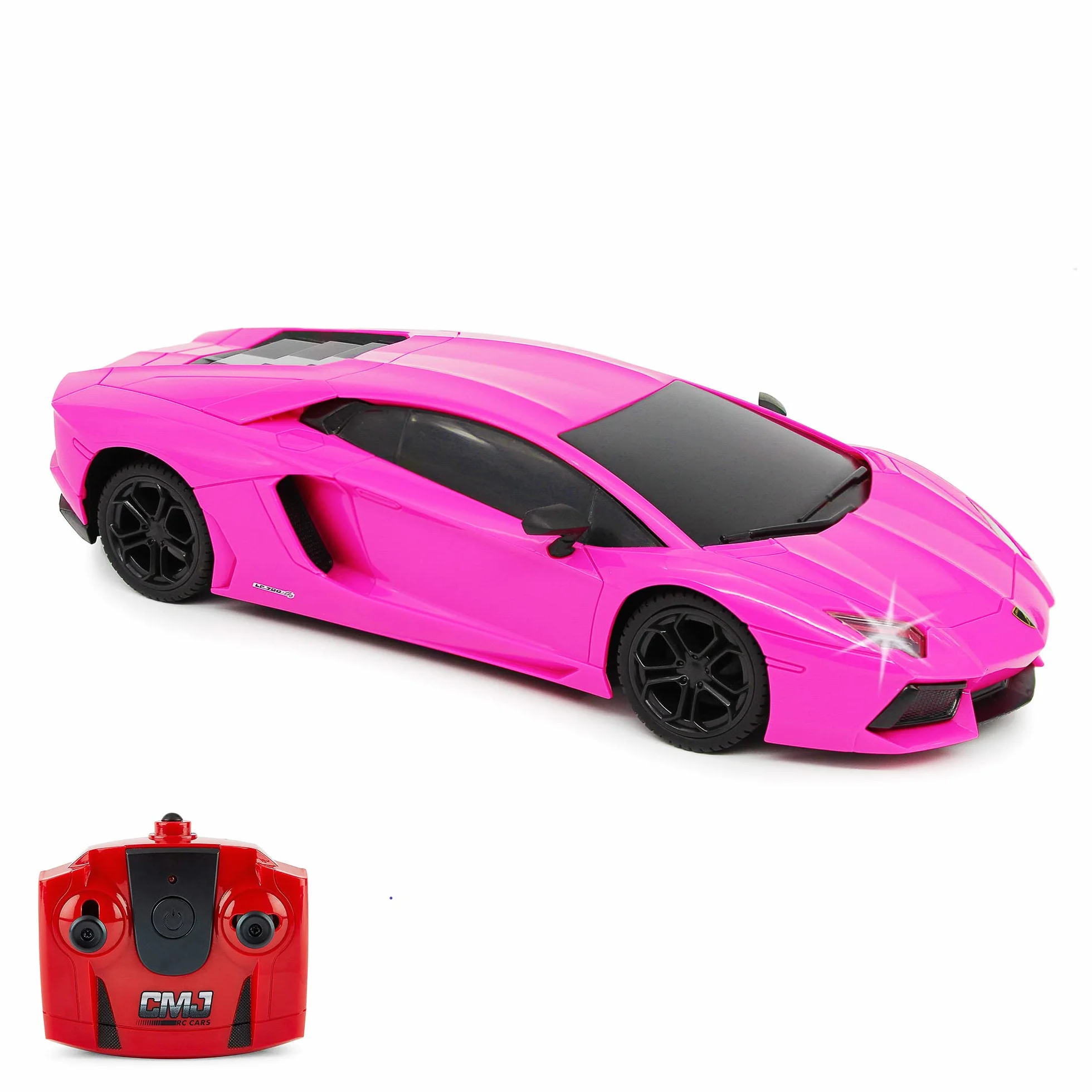 CMJ RC Cars Lamborghini różowy Aventador LP700-4 oficjalnie licencjonowany pilot do samochodu w skali 1:24 światła robocze 2,4 Ghz Girls RC