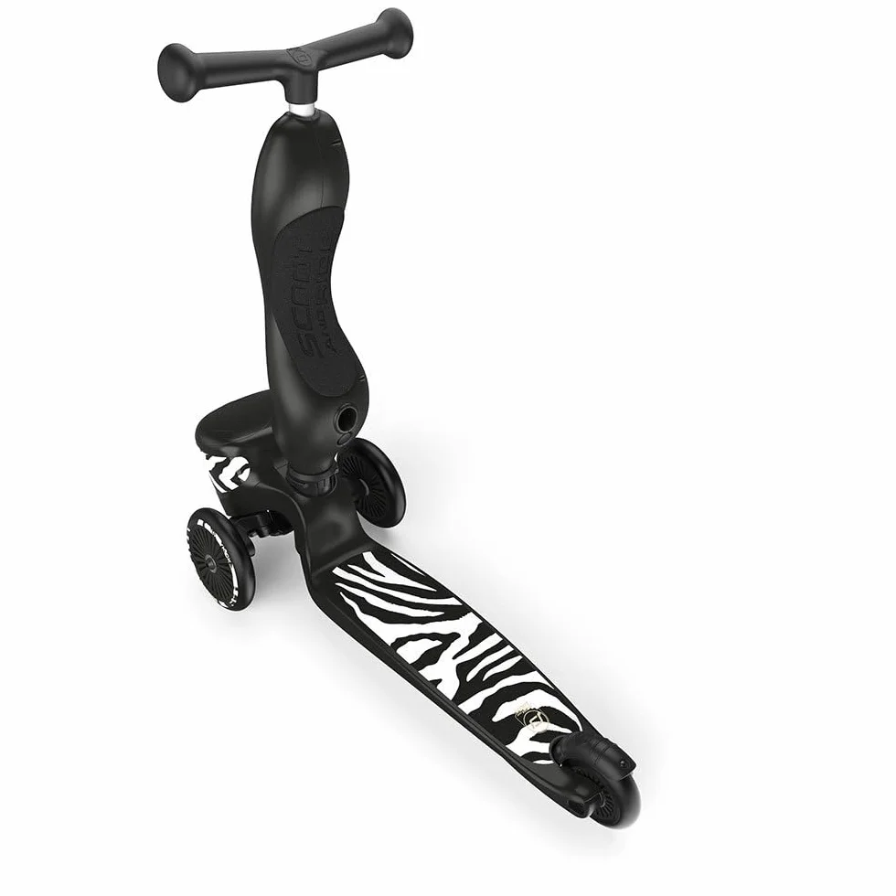 Scoot & Ride Unisex – Baby Highwaykick 1 Lifestyle Kickboard z siedziskiem i pojemnikiem (zebra)