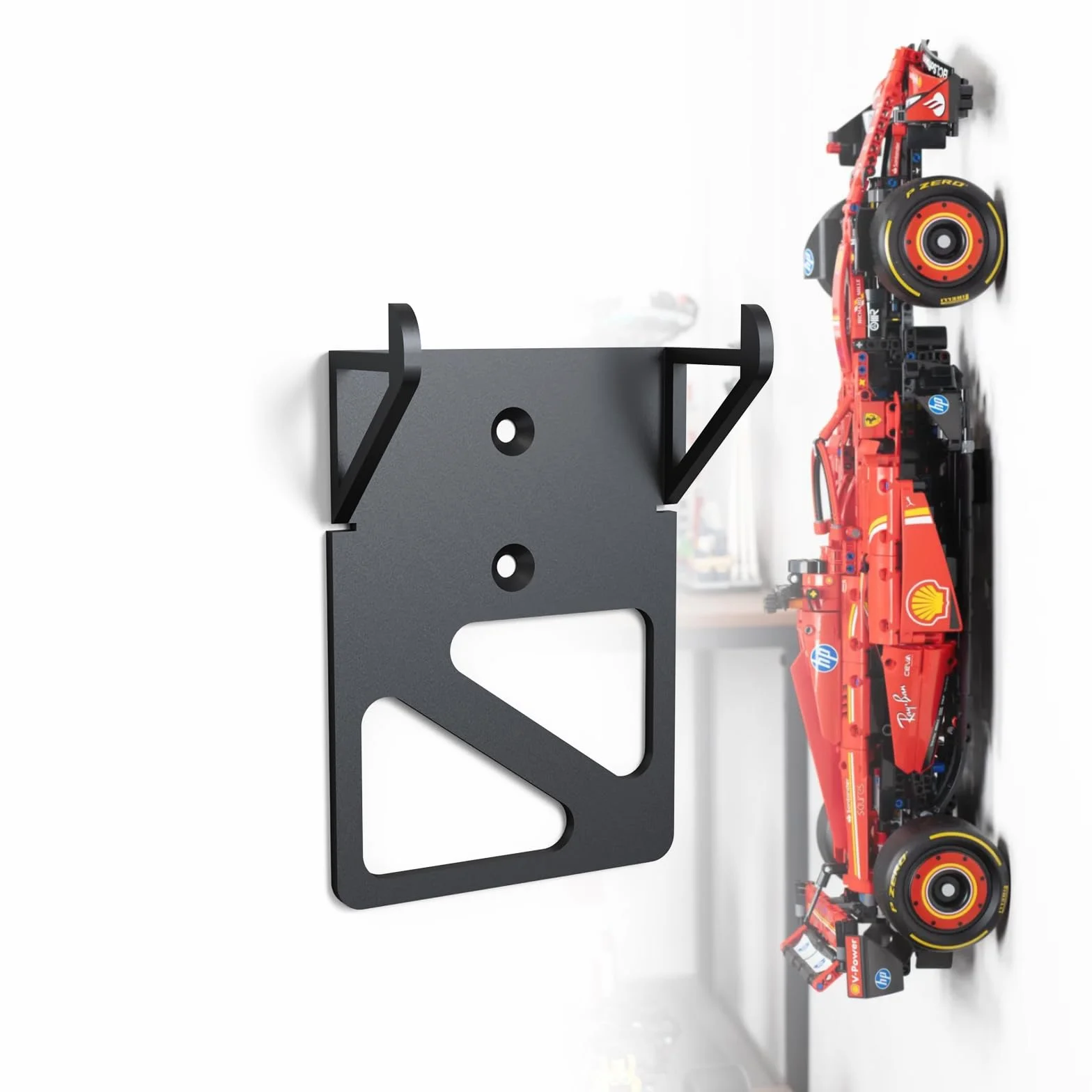 Uchwyt ścienny kompatybilny z LEGO Technic Ferrari SF-24 F1 (42207), uchwyt pionowy ze stopu aluminium do bezpiecznej prezentacji Twojego samochodu, zestaw samochodowy nie zawiera